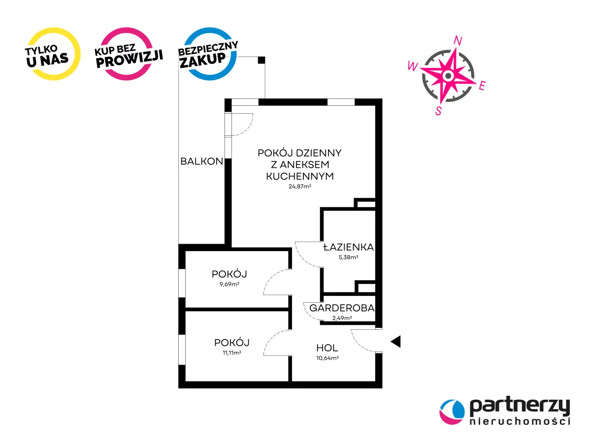 3 pokoje, mieszkanie 64,79 m², piętro 2, oferta nr , PAN385997, Gdynia, Obłuże, Obłuże, Boisko