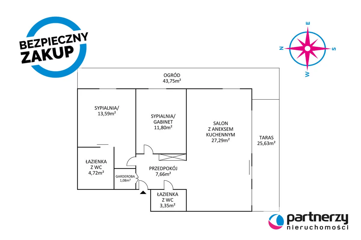3 pokoje, apartament 69,20 m², parter, oferta nr , PAN422304, Gdynia, Chwarzno-Wiczlino, Wiczlino, Gen. Mariusza Zaruskiego