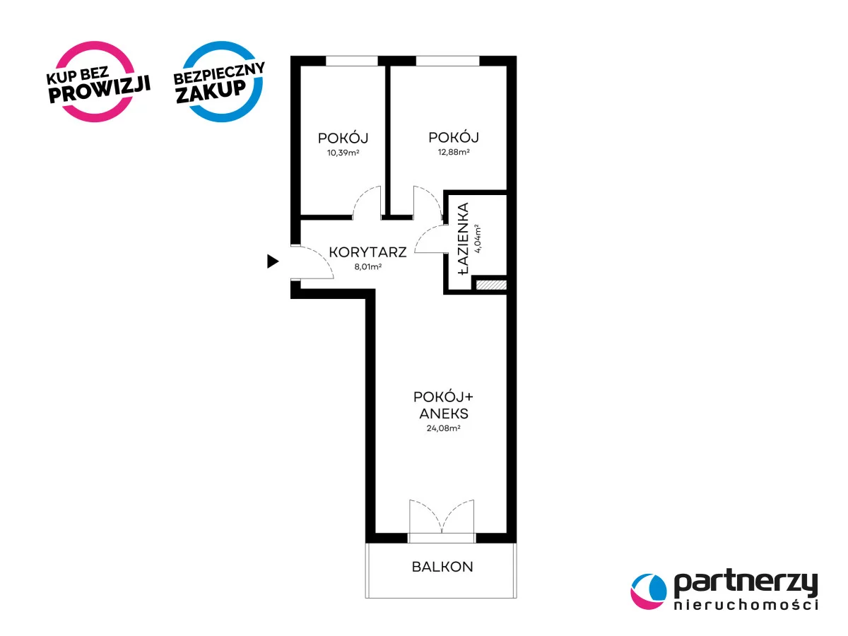 3 pokoje, mieszkanie 59,20 m², piętro 1, oferta nr , PAN128407, Gdańsk, Glazurowa