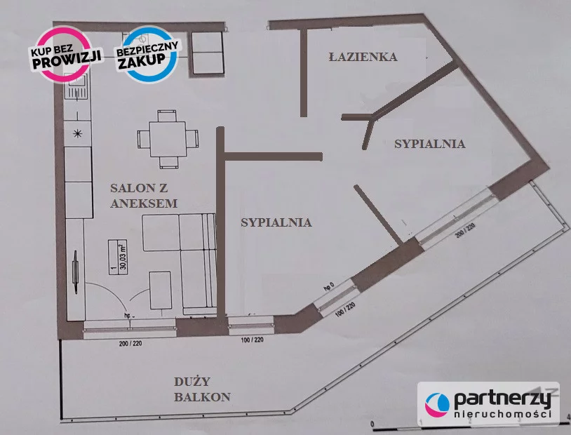 3 pokoje, mieszkanie 52,97 m², piętro 1, oferta nr , PAN427423, Pruszcz Gdański, Henryka Arctowskiego