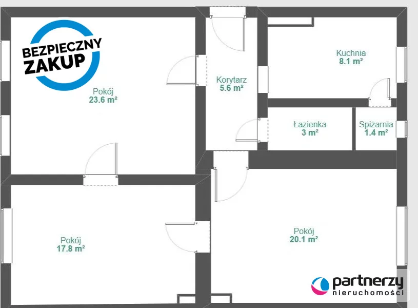 3 pokoje, mieszkanie 79,00 m², piętro 1, oferta nr , PAN107693, Tczew, Jana Sobieskiego