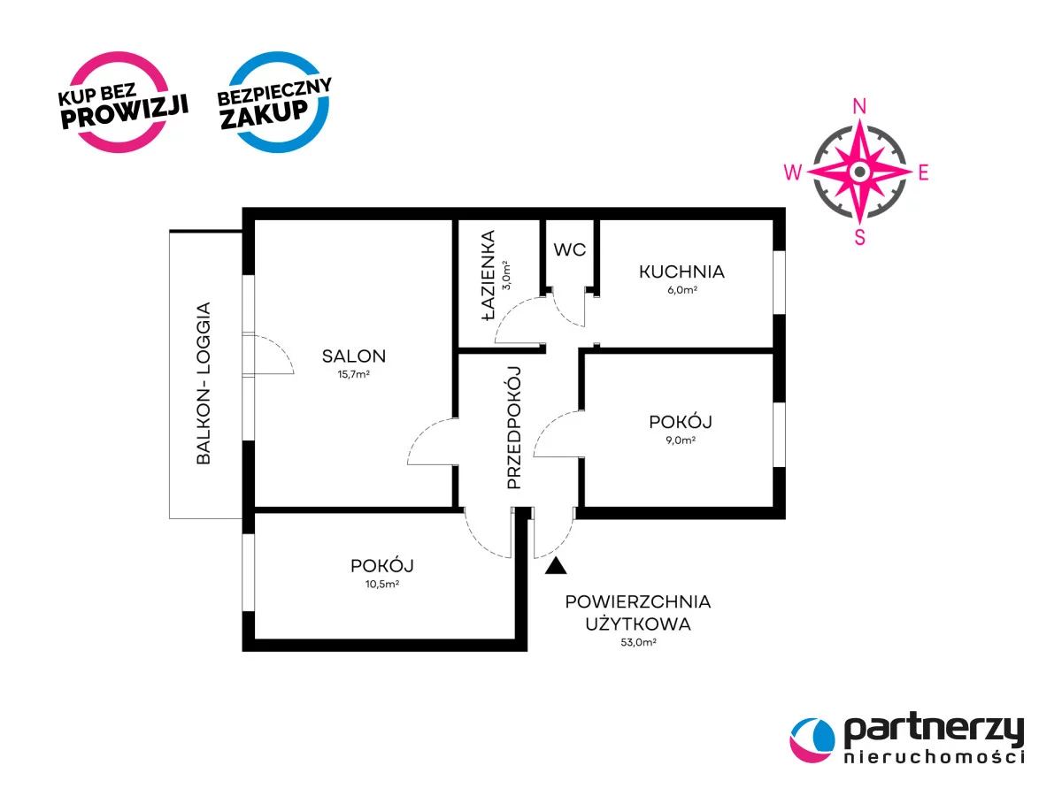 3 pokoje, mieszkanie 52,97 m², piętro 3, oferta nr , PAN121337, Gdańsk, Suchanino, Karola Kurpińskiego