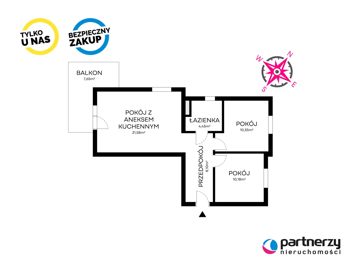 3 pokoje, mieszkanie 54,64 m², piętro 1, oferta nr , PAN587046, Iława, Kazimierza Odnowiciela