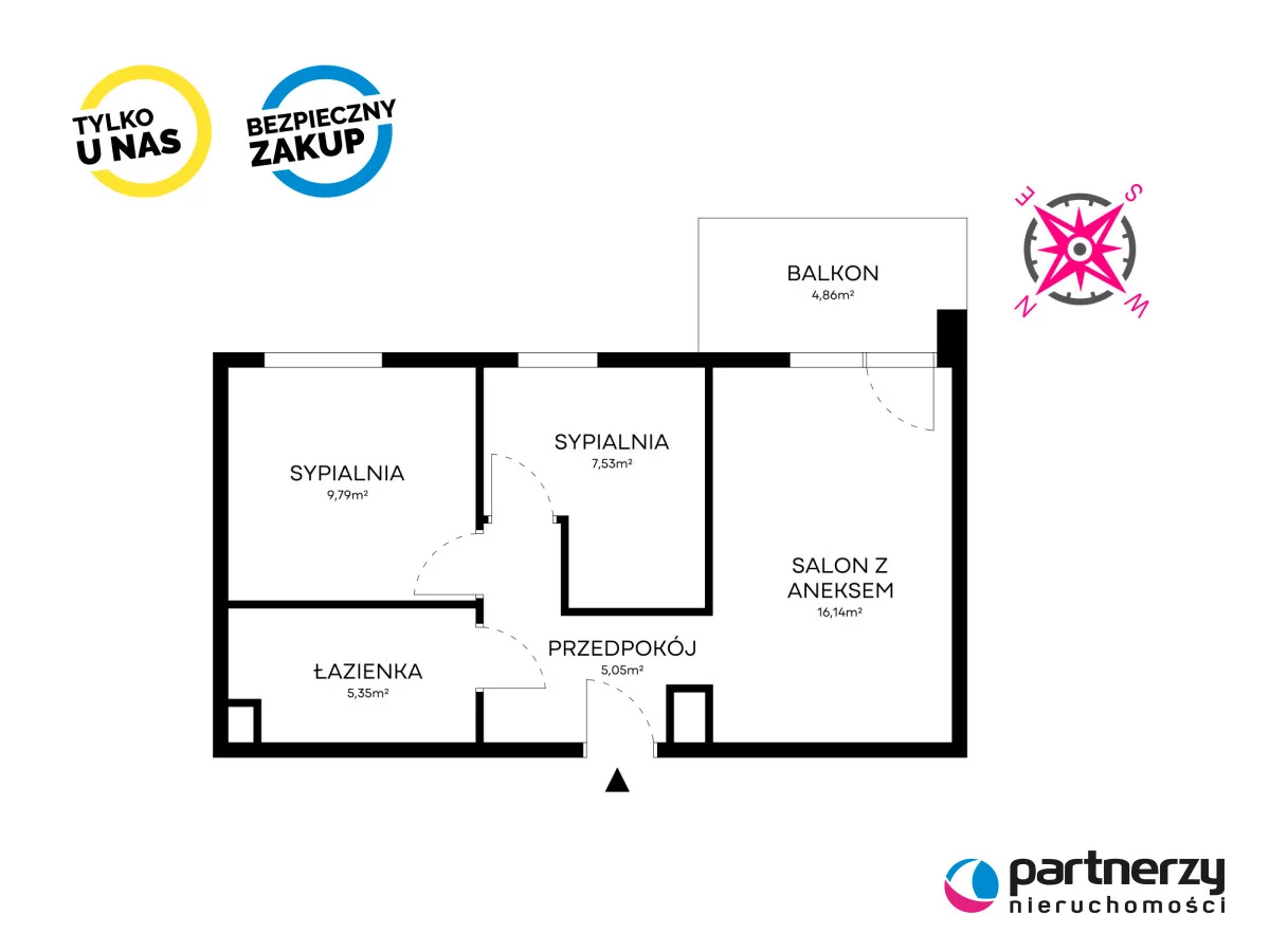 3 pokoje, mieszkanie 48,37 m², piętro 2, oferta nr , PAN307862, Gdańsk, Ujeścisko-Łostowice, Łostowice, Kazimierza Wielkiego