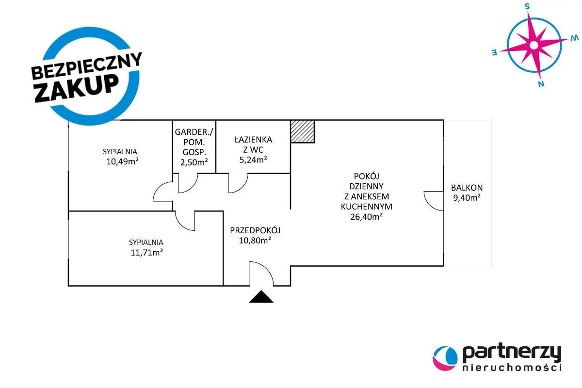 3 pokoje, mieszkanie 69,29 m², piętro 1, oferta nr , PAN694018, Gdańsk, Osowa, Koziorożca