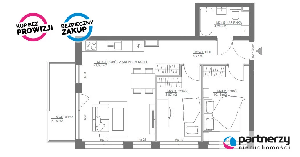 3 pokoje, mieszkanie 51,58 m², piętro 3, oferta nr , PAN291051, Gdynia, Obłuże, Obłuże, Krawiecka