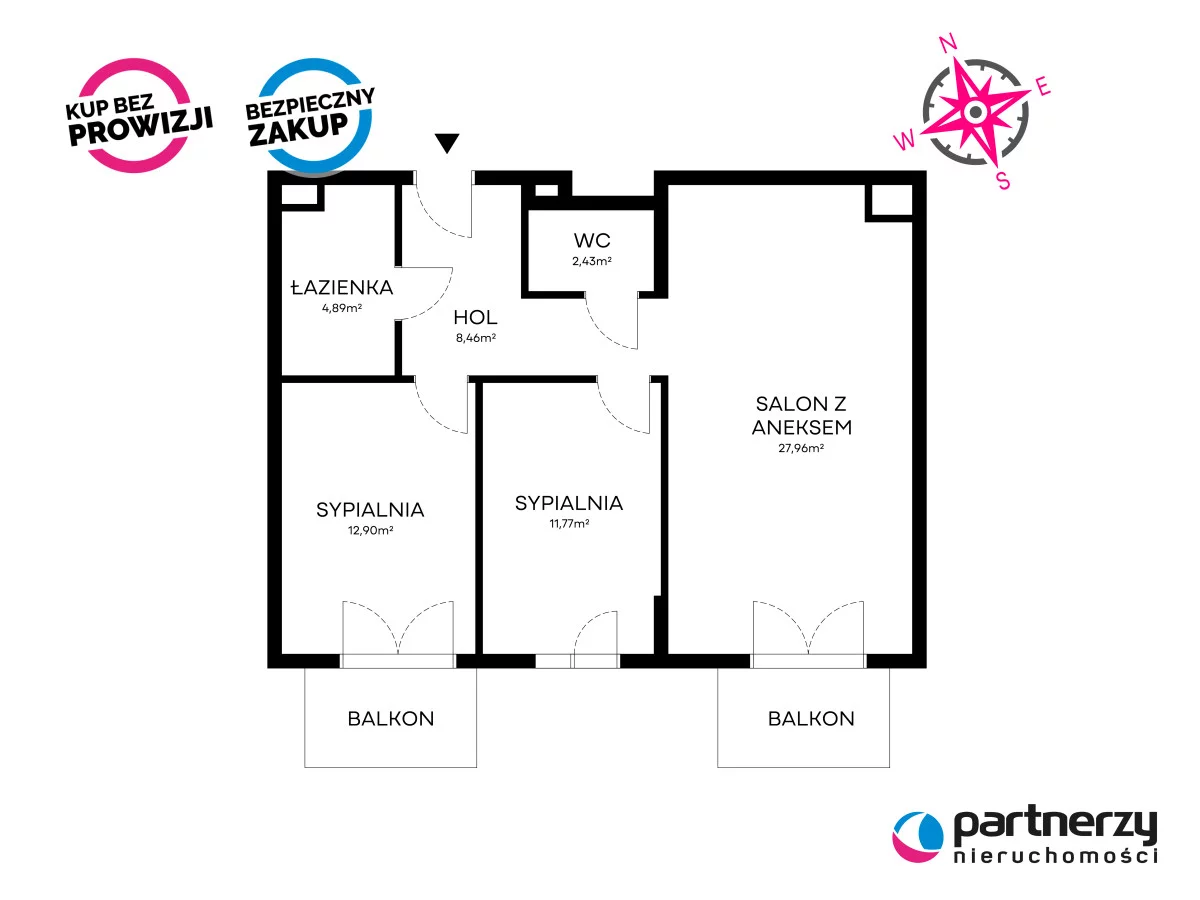 3 pokoje, mieszkanie 68,41 m², piętro 6, oferta nr , PAN878713, Gdańsk, Śródmieście, Ks. Jerzego Popiełuszki