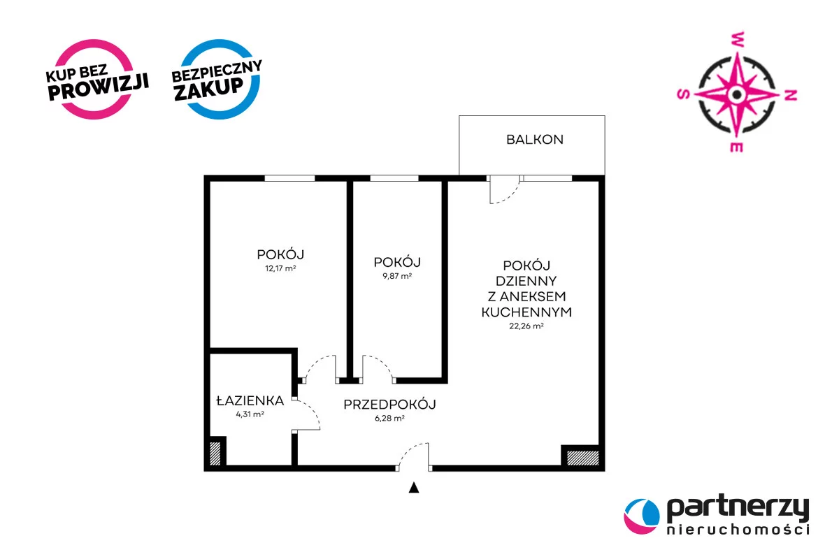 3 pokoje, mieszkanie 55,00 m², piętro 4, oferta nr , PAN978356, Gdańsk, Letnica, Letnicka