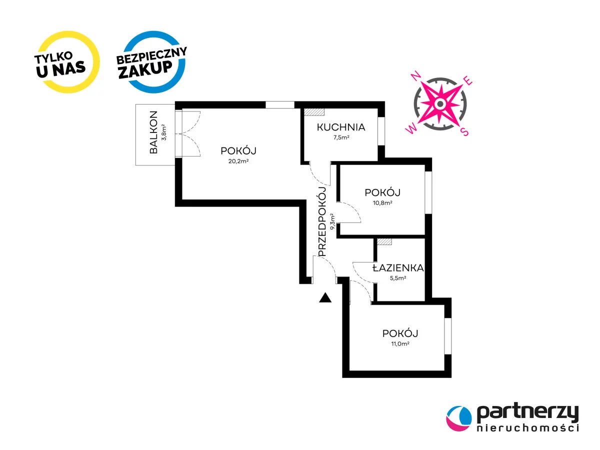 3 pokoje, mieszkanie 71,50 m², piętro 2, oferta nr , PAN700427, Gdańsk, Ujeścisko-Łostowice, Łostowice, Olimpijska