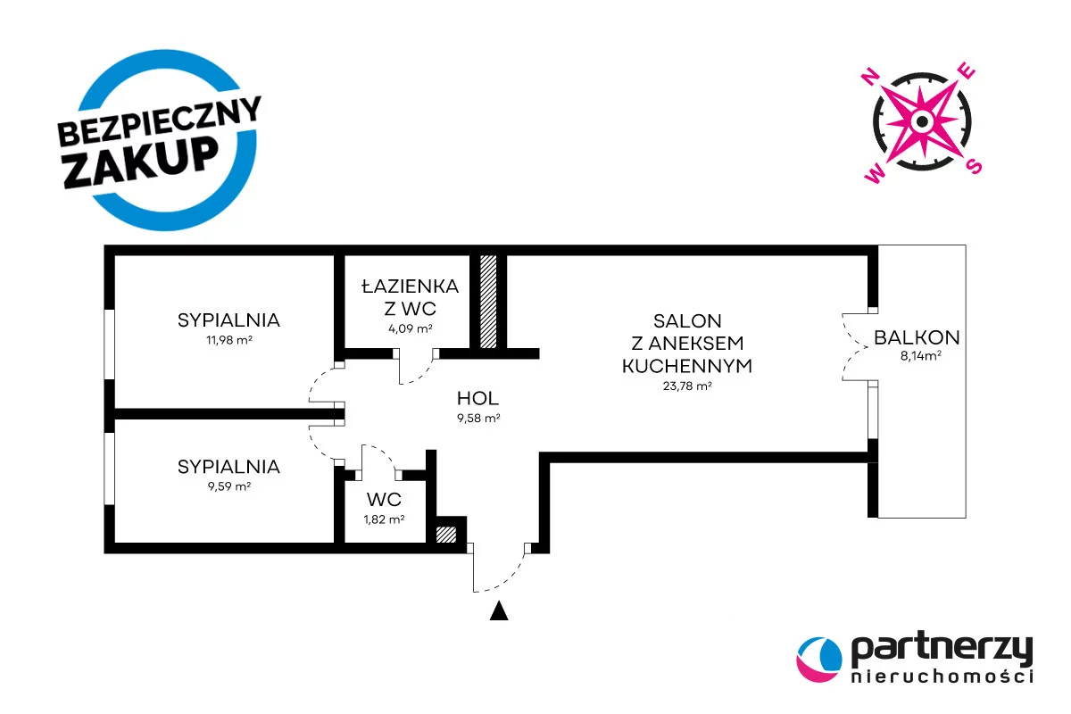 3 pokoje, apartament 62,66 m², piętro 1, oferta nr , PAN473002, Gdańsk, Siedlce, Powstańców Warszawskich