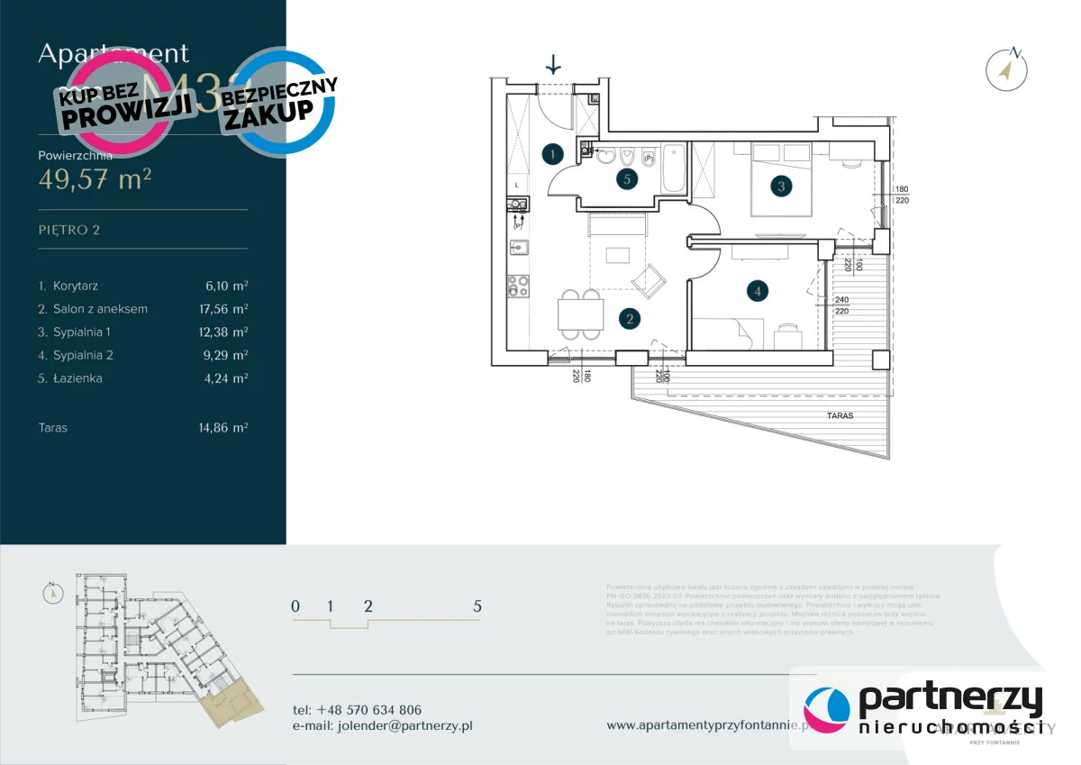 3 pokoje, mieszkanie 49,57 m², piętro 2, oferta nr , PAN386872, Krynica Morska, Spacerowa
