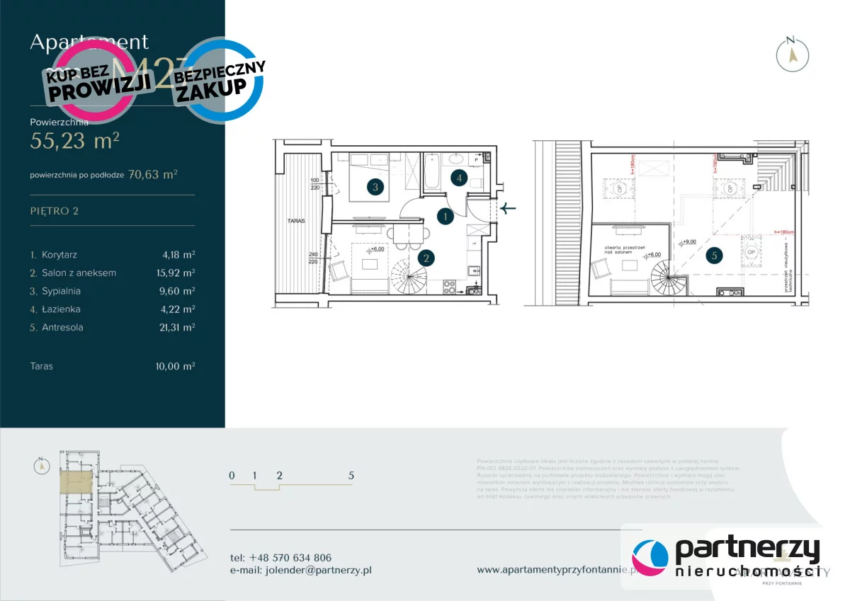 3 pokoje, mieszkanie 55,23 m², piętro 2, oferta nr , PAN809127, Krynica Morska, Spacerowa
