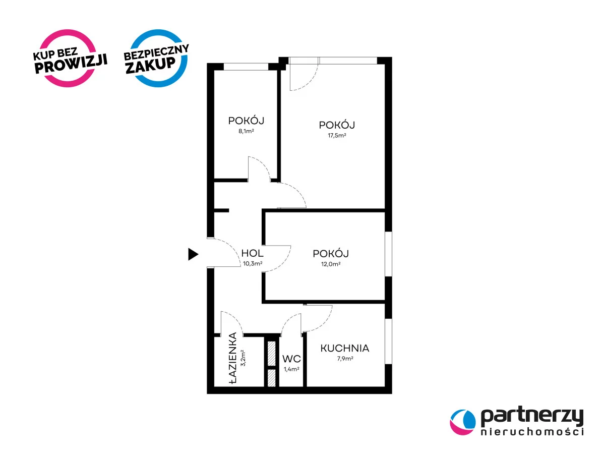 3 pokoje, mieszkanie 60,40 m², piętro 3, oferta nr , PAN986222, Gdynia, Obłuże, Obłuże, Stanisława Kosko