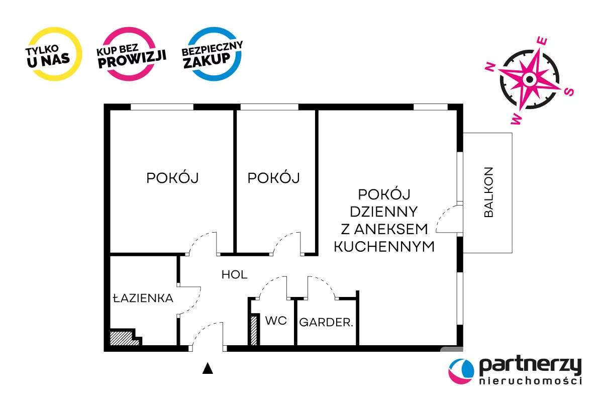 3 pokoje, apartament 65,00 m², piętro 2, oferta nr , PAN300870, Gdańsk, Jasień, Kiełpinek, Sympatyczna