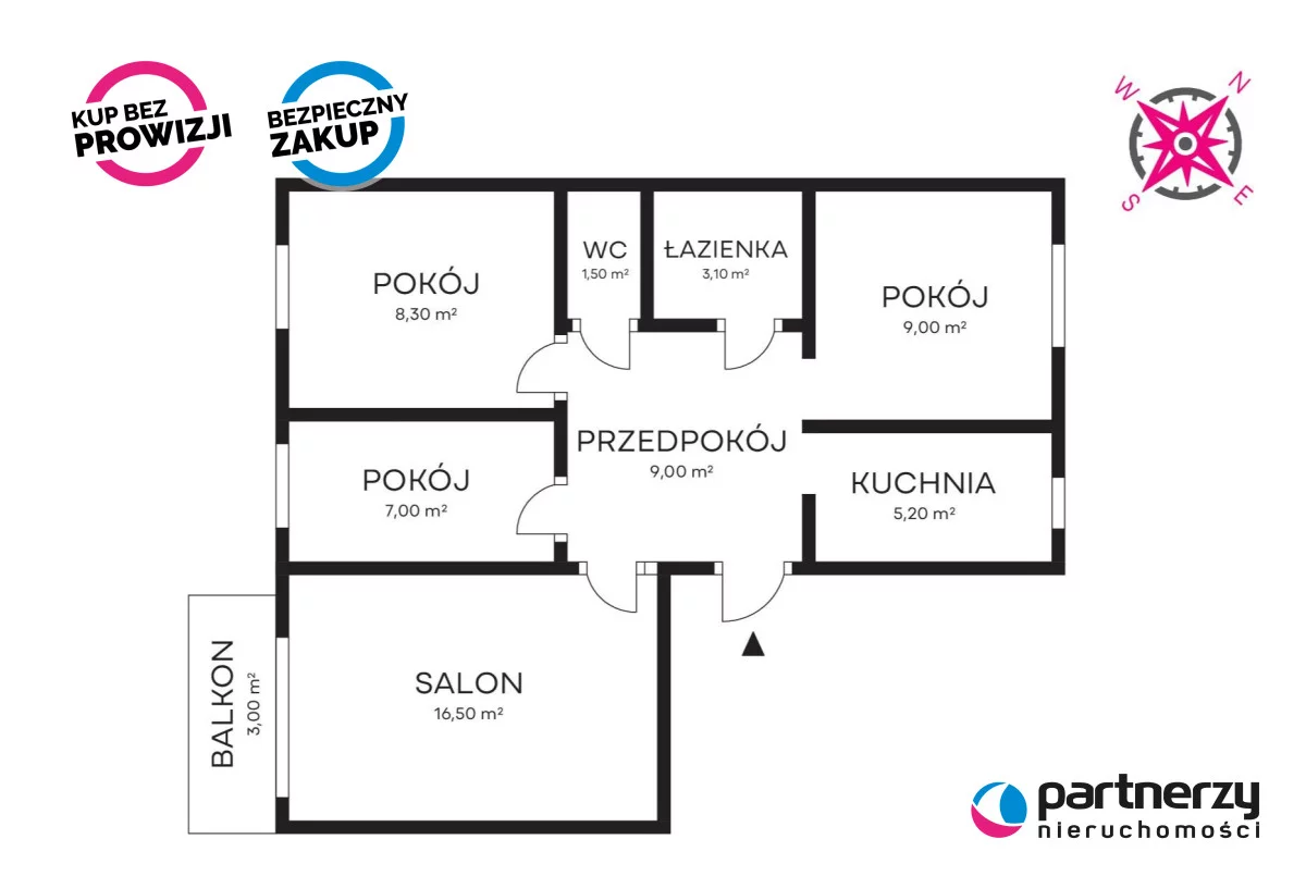 4 pokoje, mieszkanie 59,60 m², piętro 2, oferta nr , PAN819658, Gdynia, Witomino, 2 Morskiego Pułku Strzelców