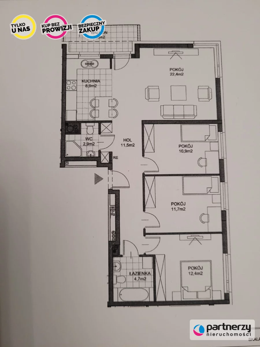 4 pokoje, mieszkanie 85,40 m², piętro 4, oferta nr , PAN972099, Gdańsk, Czesława Miłosza