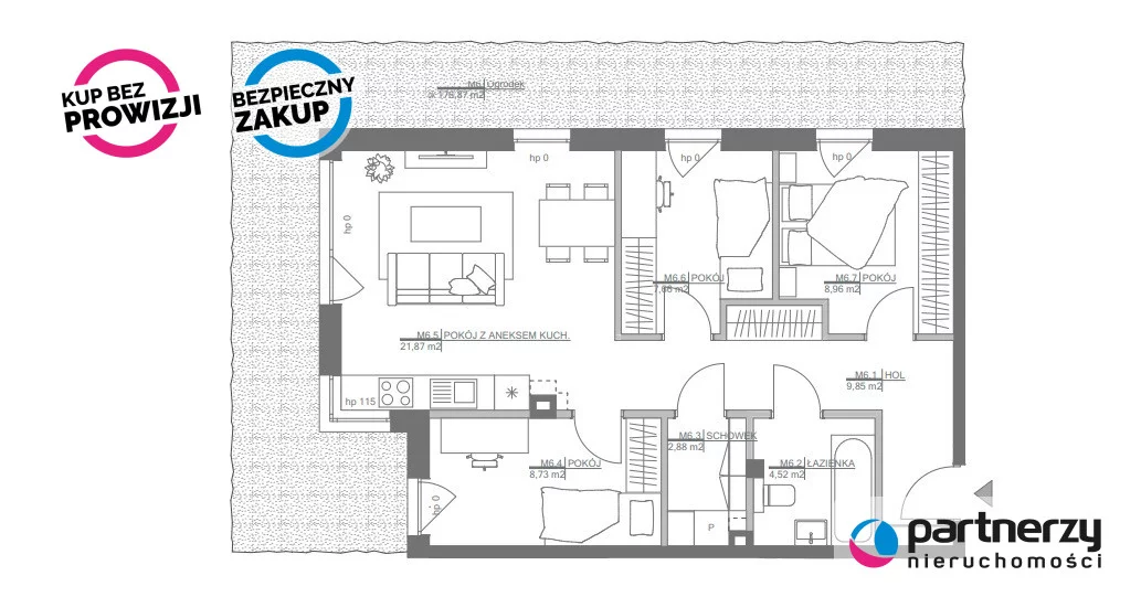 4 pokoje, mieszkanie 64,47 m², parter, oferta nr , PAN367414, Gdynia, Obłuże, Obłuże, Krawiecka