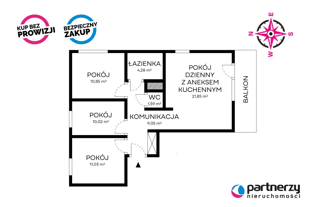 4 pokoje, mieszkanie 68,98 m², piętro 2, oferta nr , PAN362833, Gdańsk, Kokoszki, Nowatorów