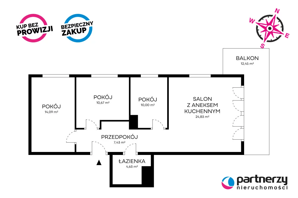 4 pokoje, mieszkanie 72,09 m², piętro 6, oferta nr , PAN444107, Gdańsk, Przymorze, Prezydenta Lecha Kaczyńskiego