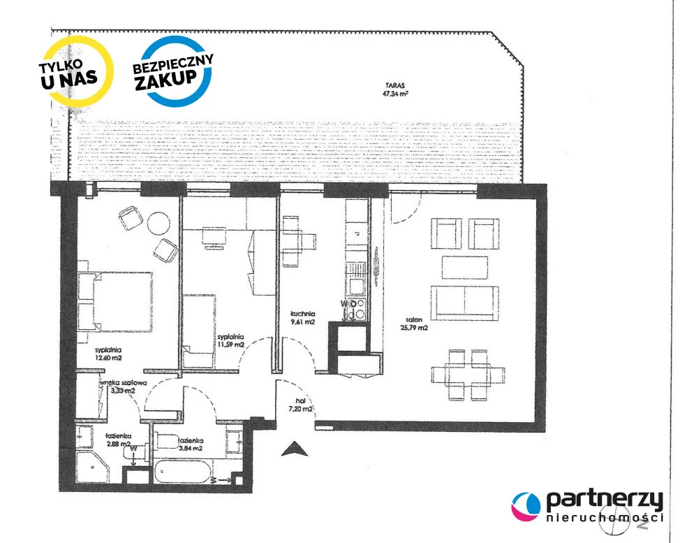 Mieszkanie na sprzedaż, 76,84 m², 4 pokoje, 1 piętro, oferta nr PAN579809