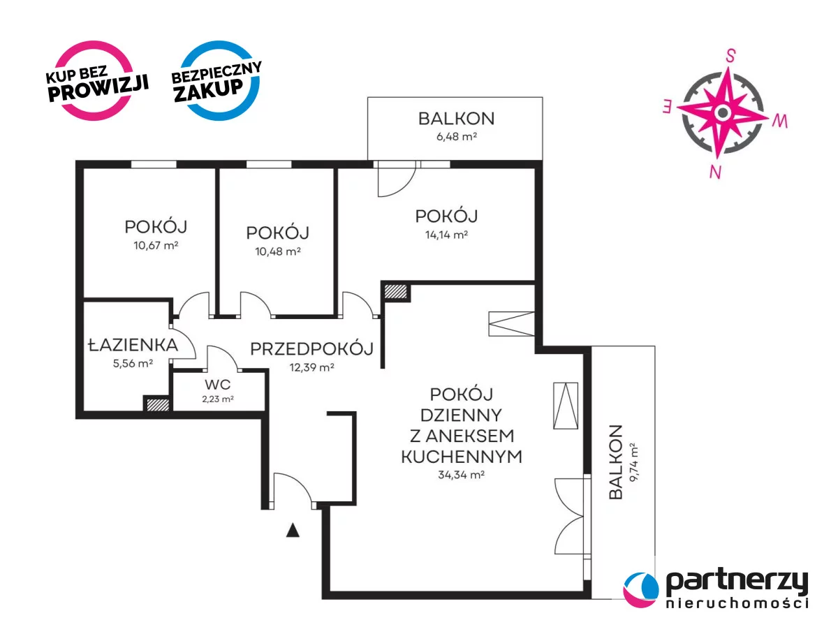 4 pokoje, mieszkanie 90,00 m², piętro 2, oferta nr , PAN700132, Gdańsk, Śródmieście, Sołecka