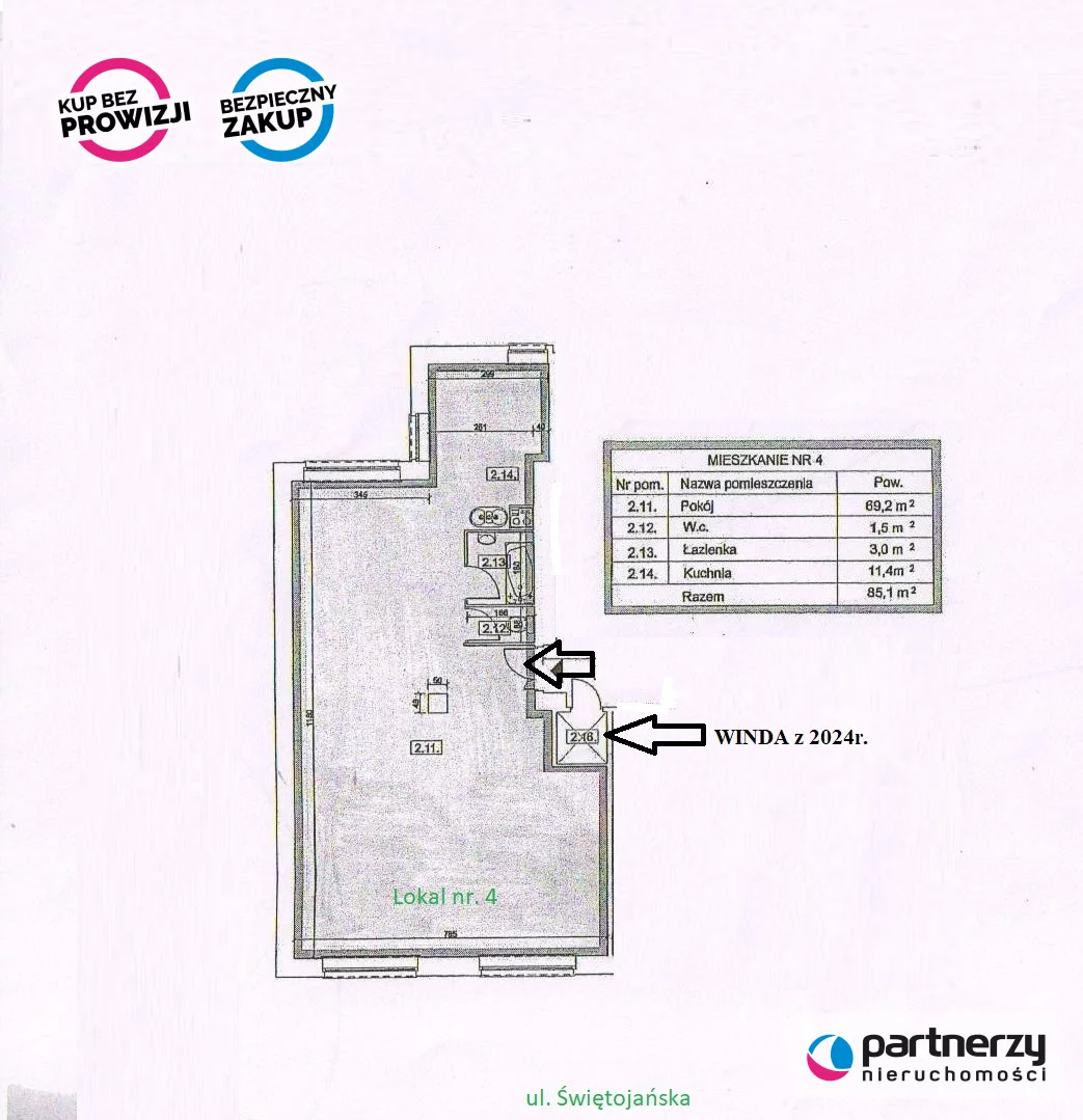 4 pokoje, mieszkanie 85,10 m², piętro 1, oferta nr , PAN177087, Gdynia, Śródmieście, Śródmieście, Świętojańska