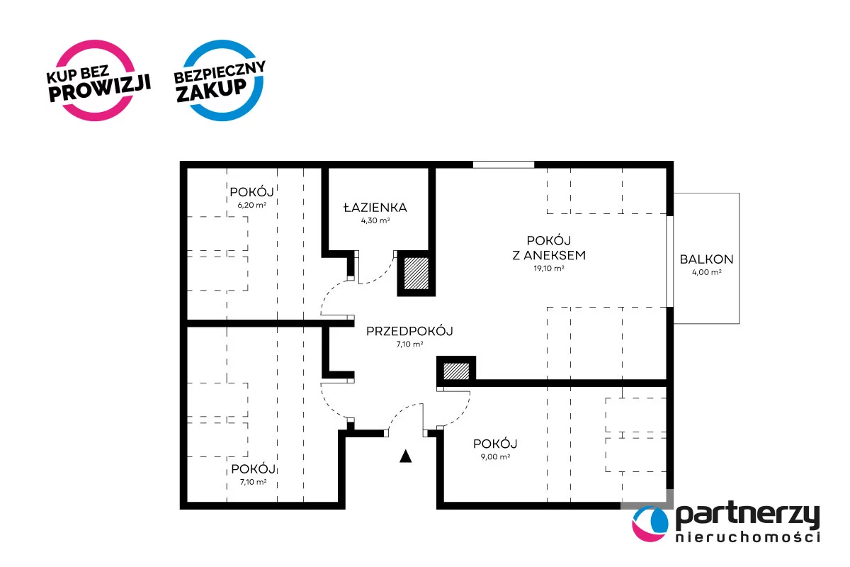 4 pokoje, mieszkanie 52,80 m², piętro 3, oferta nr , PAN146340, Rokitki, Tczewska