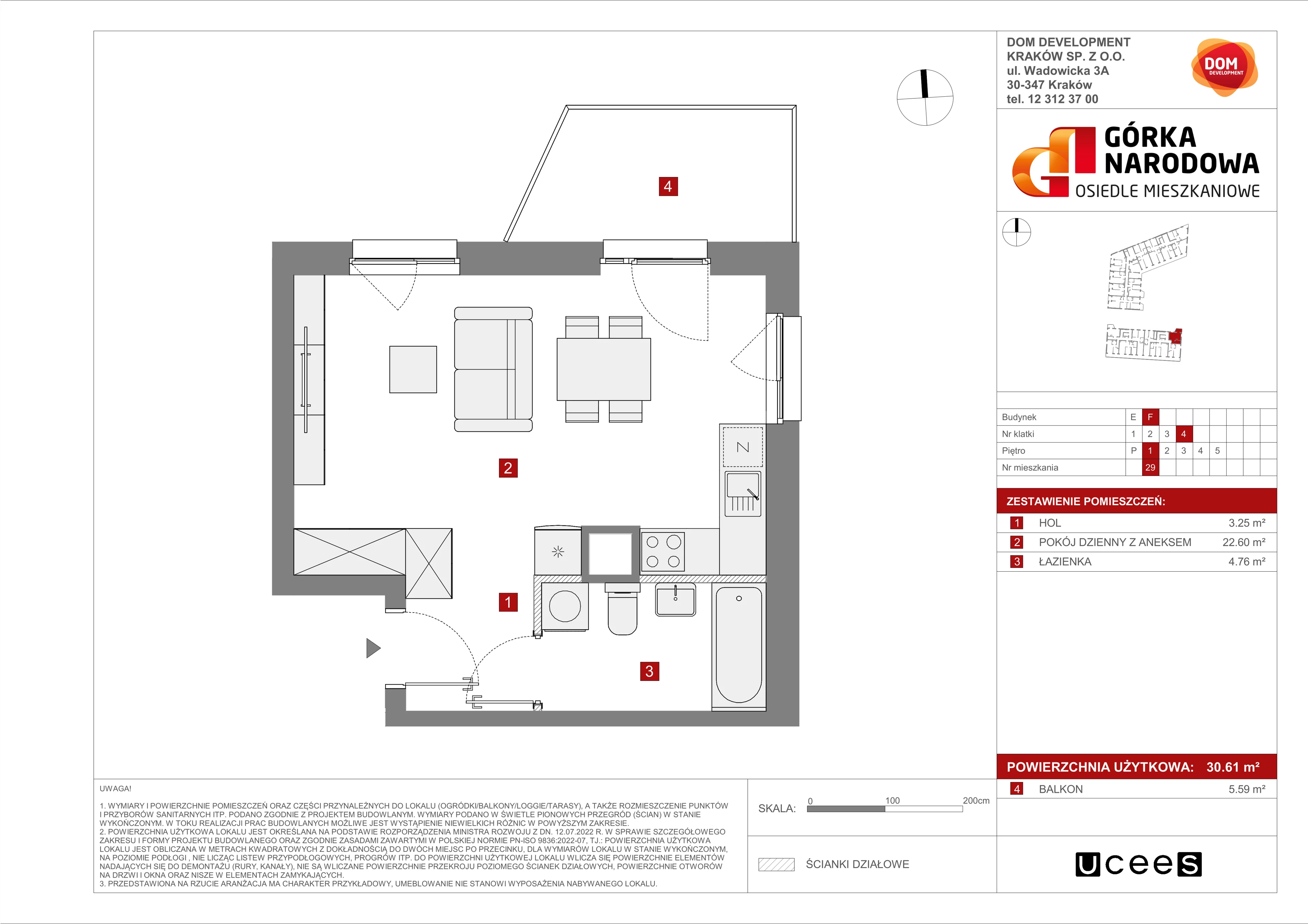 Mieszkanie 30,61 m², piętro 1, oferta nr F/29, Osiedle Górka Narodowa etap 5, Kraków, Prądnik Biały, Górka Narodowa, ul. Papierni Prądnickich