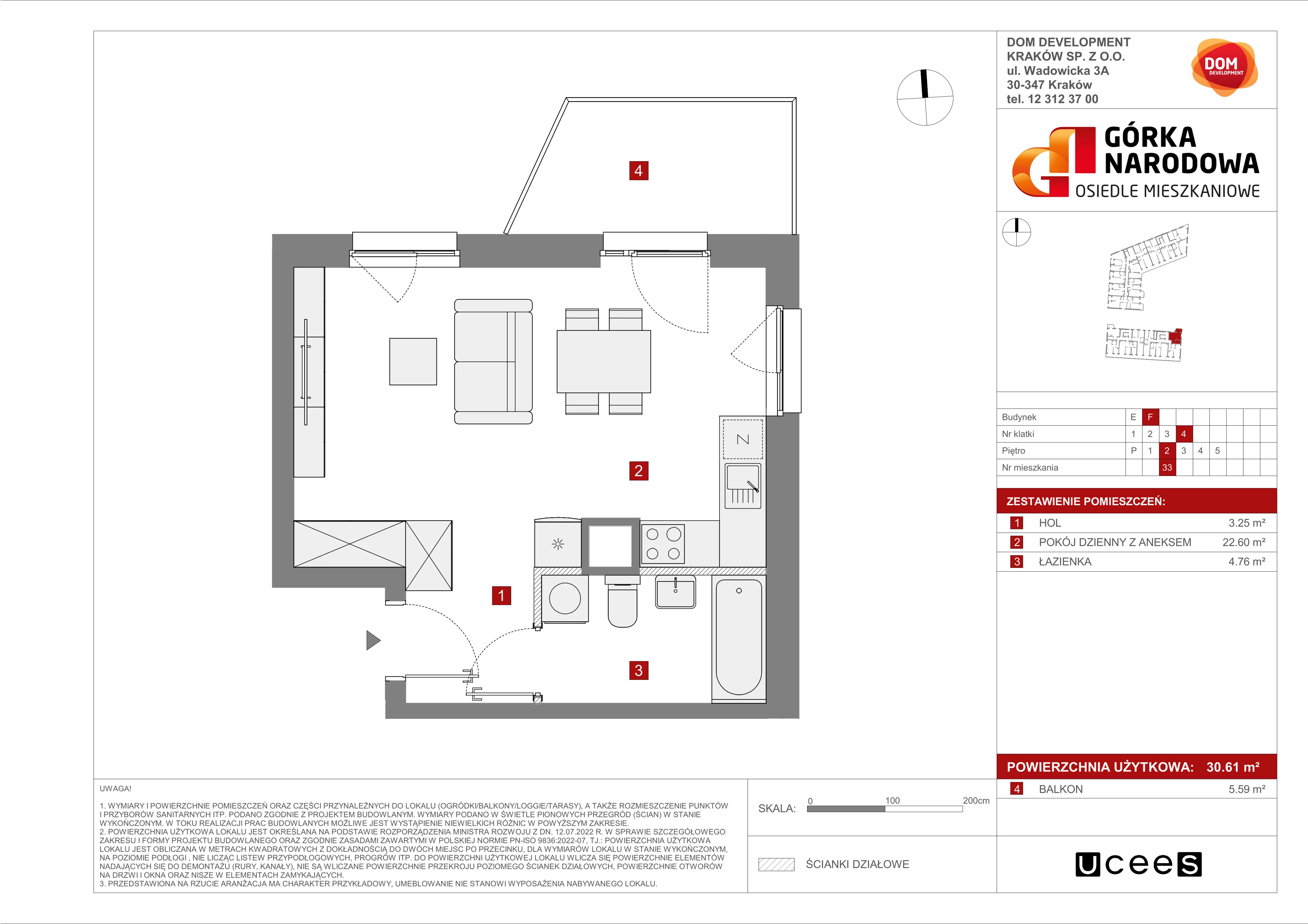 Mieszkanie 30,61 m², piętro 2, oferta nr F/33, Osiedle Górka Narodowa etap 5, Kraków, Prądnik Biały, Górka Narodowa, ul. Papierni Prądnickich