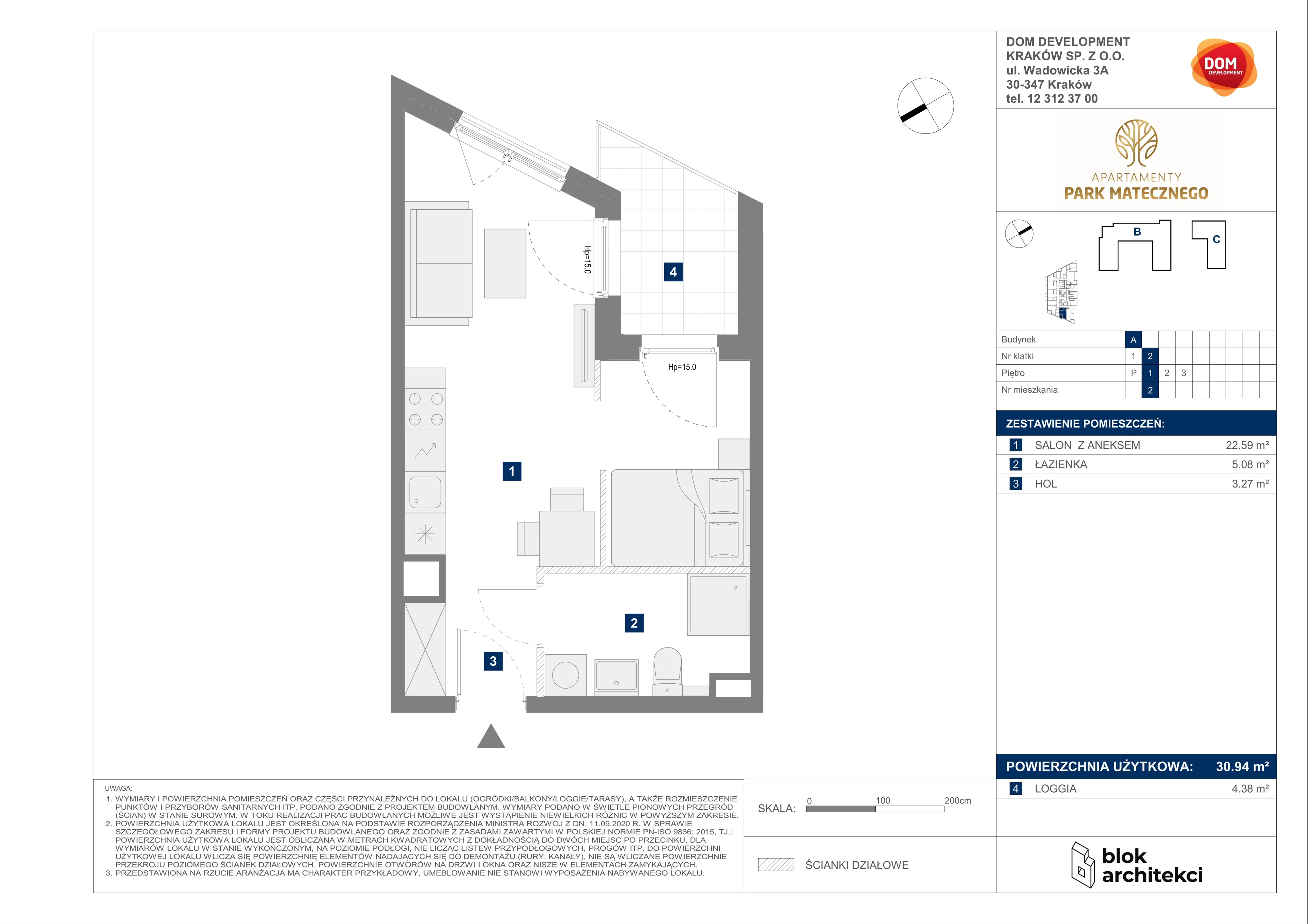 Mieszkanie 30,94 m², piętro 1, oferta nr A/2, Apartamenty Park Matecznego, Kraków, Podgórze, Mateczny, ul. Rydlówka 5