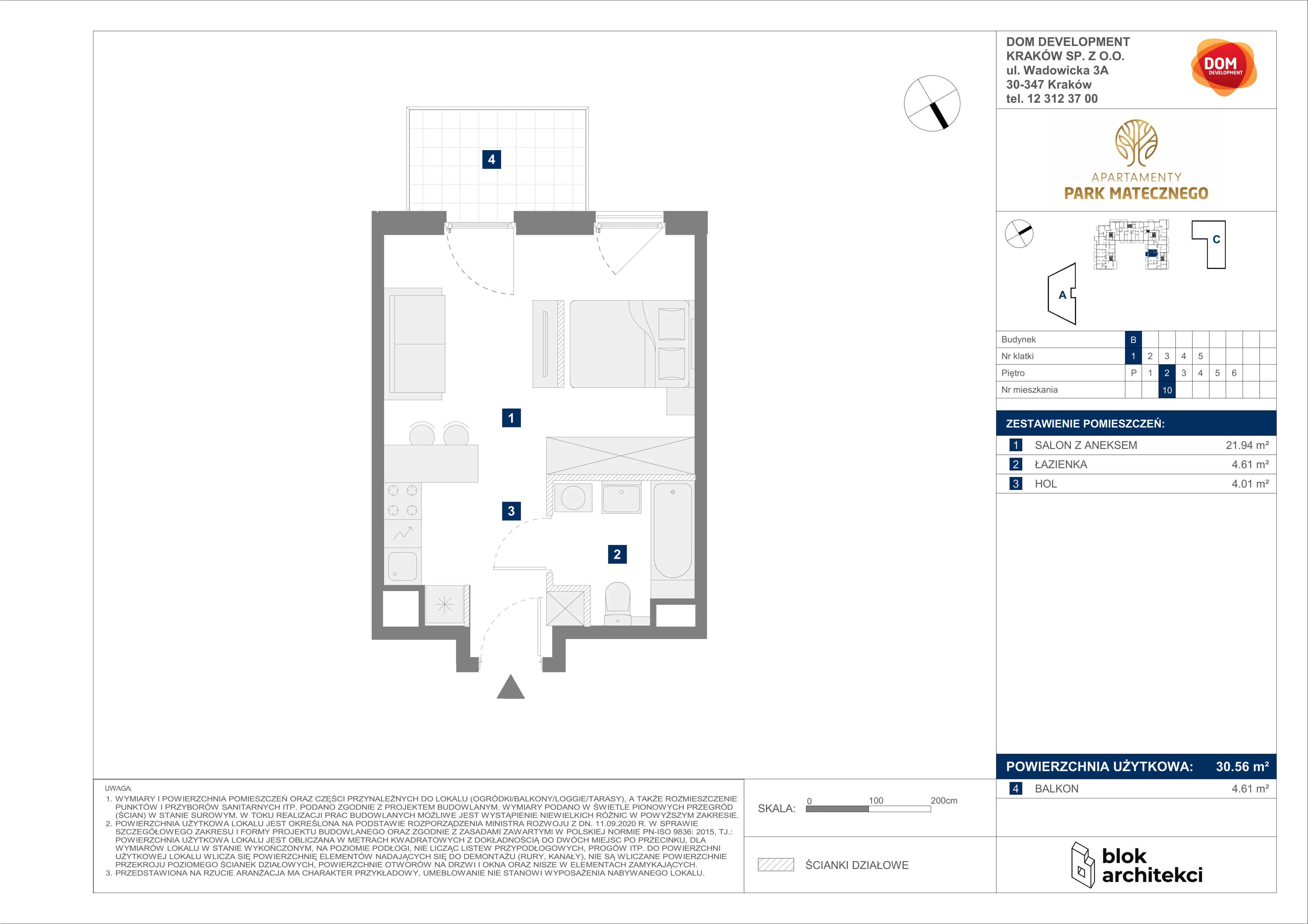 Mieszkanie 30,56 m², piętro 2, oferta nr B/10, Apartamenty Park Matecznego, Kraków, Podgórze, Mateczny, ul. Rydlówka 5