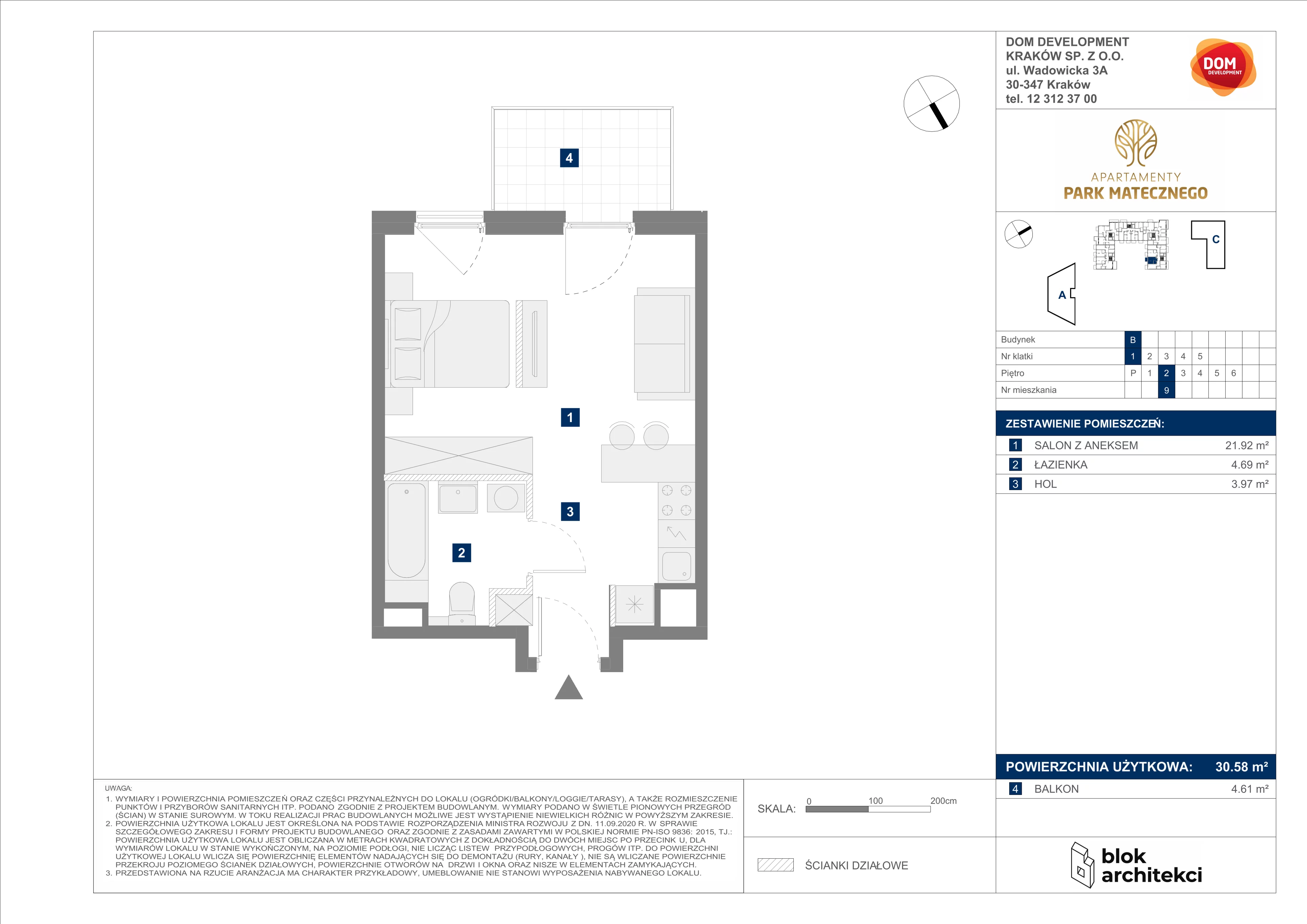 Apartament 30,58 m², piętro 2, oferta nr B/9, Apartamenty Park Matecznego, Kraków, Podgórze, Mateczny, ul. Rydlówka 5