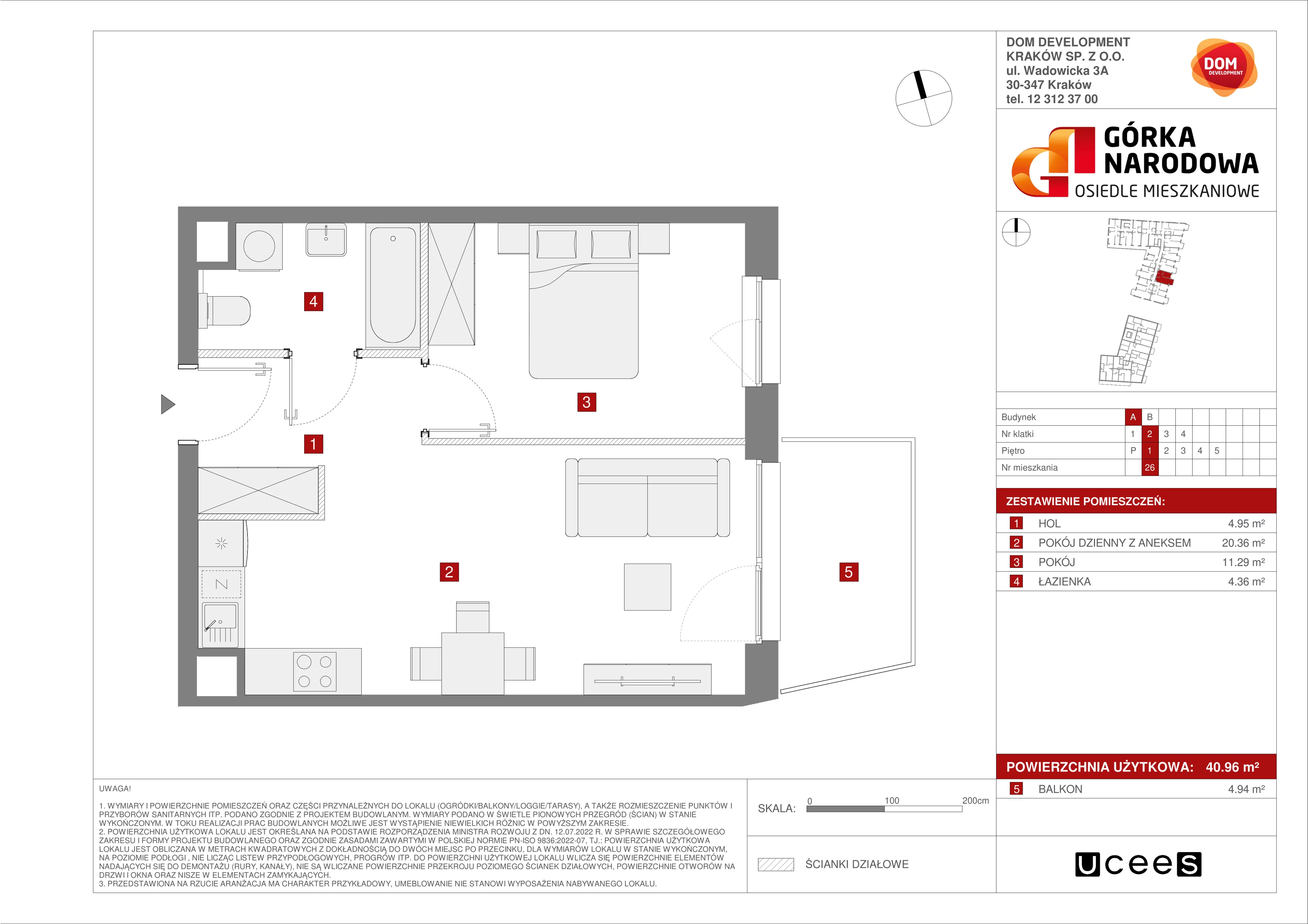 Mieszkanie 40,96 m², piętro 1, oferta nr A/26, Osiedle Górka Narodowa etap 5, Kraków, Prądnik Biały, Górka Narodowa, ul. Papierni Prądnickich