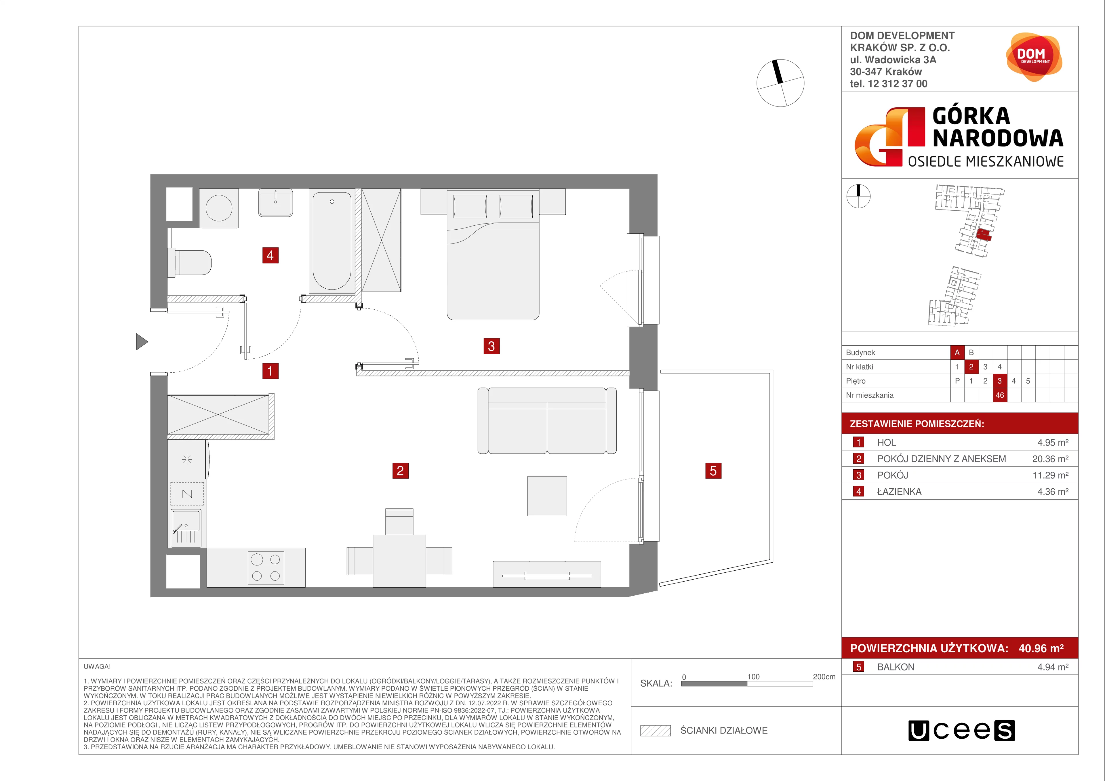 Mieszkanie 40,96 m², piętro 3, oferta nr A/46, Osiedle Górka Narodowa etap 5, Kraków, Prądnik Biały, Górka Narodowa, ul. Papierni Prądnickich