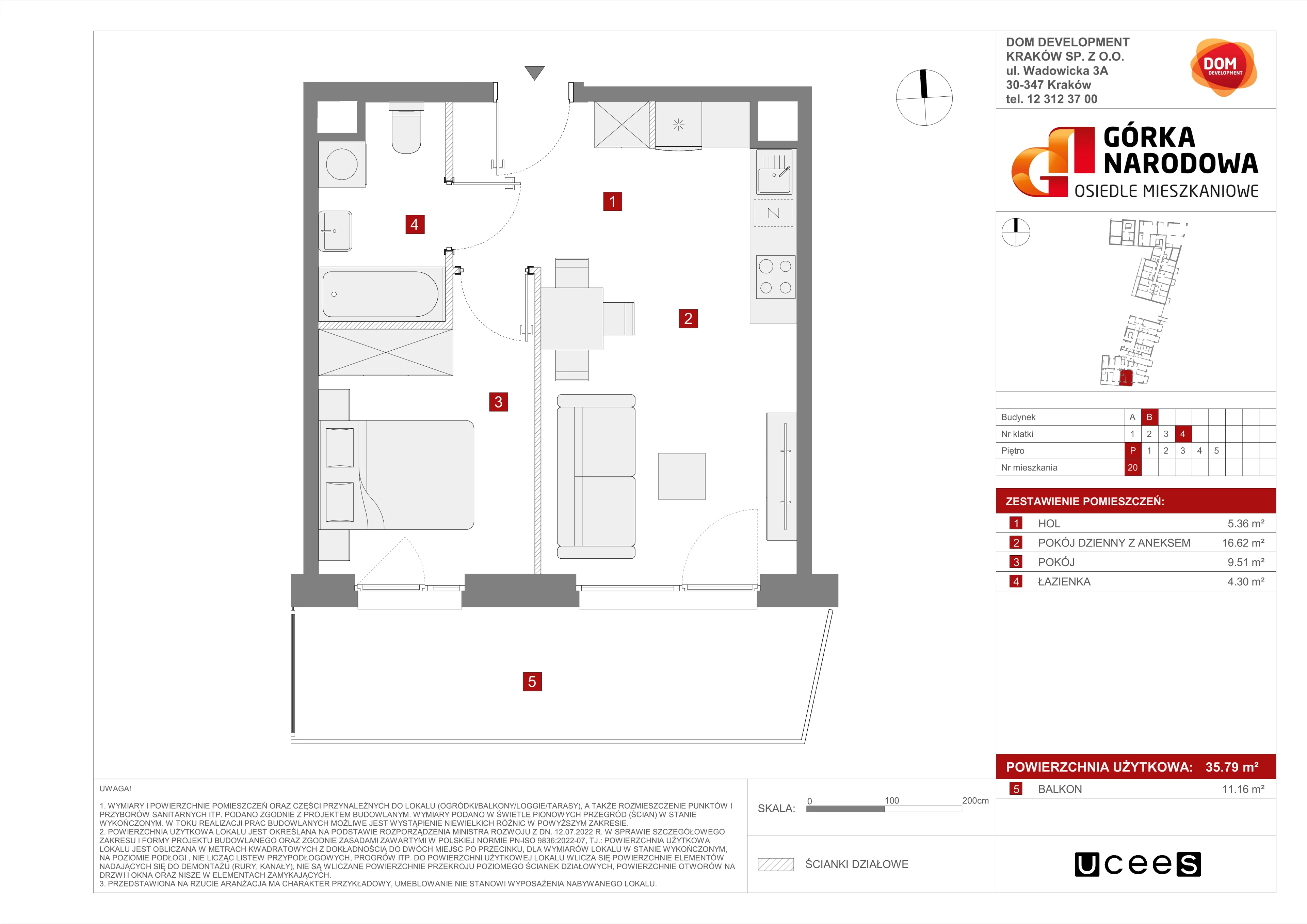 Mieszkanie 35,79 m², parter, oferta nr B/20, Osiedle Górka Narodowa etap 5, Kraków, Prądnik Biały, Górka Narodowa, ul. Papierni Prądnickich