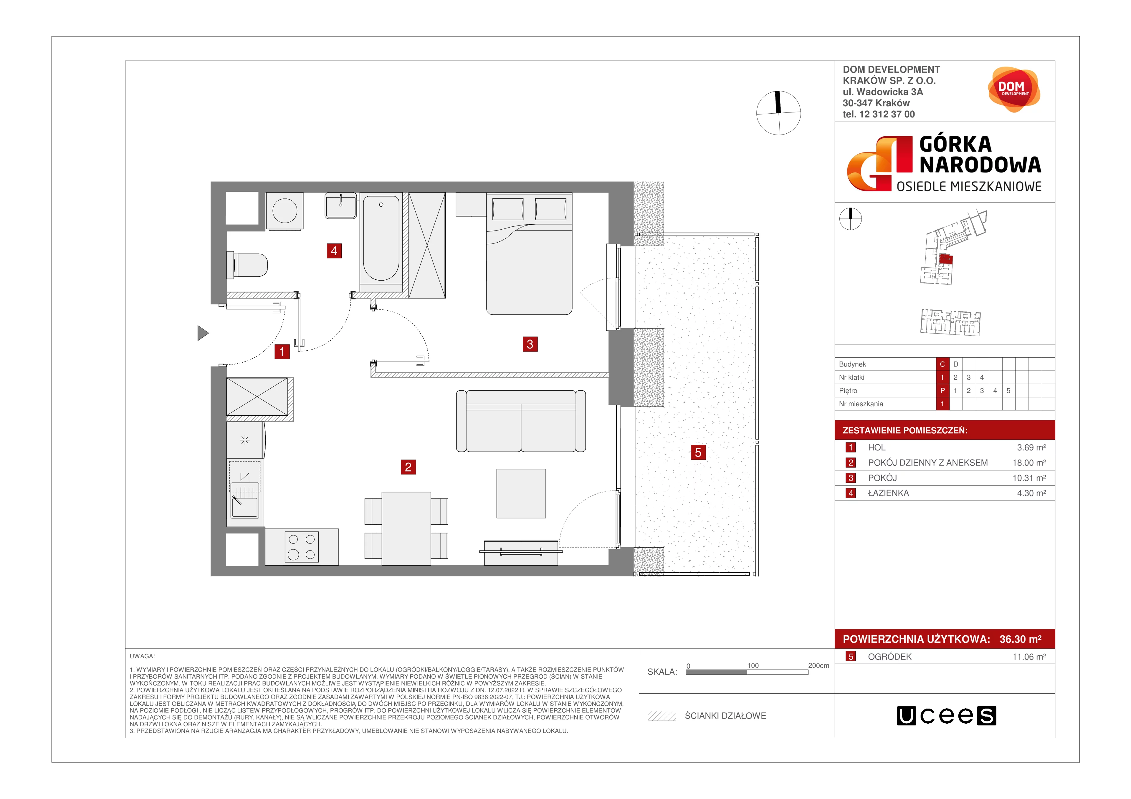 Mieszkanie 36,30 m², parter, oferta nr C/1, Osiedle Górka Narodowa, Kraków, Prądnik Biały, Górka Narodowa, ul. Papierni Prądnickich