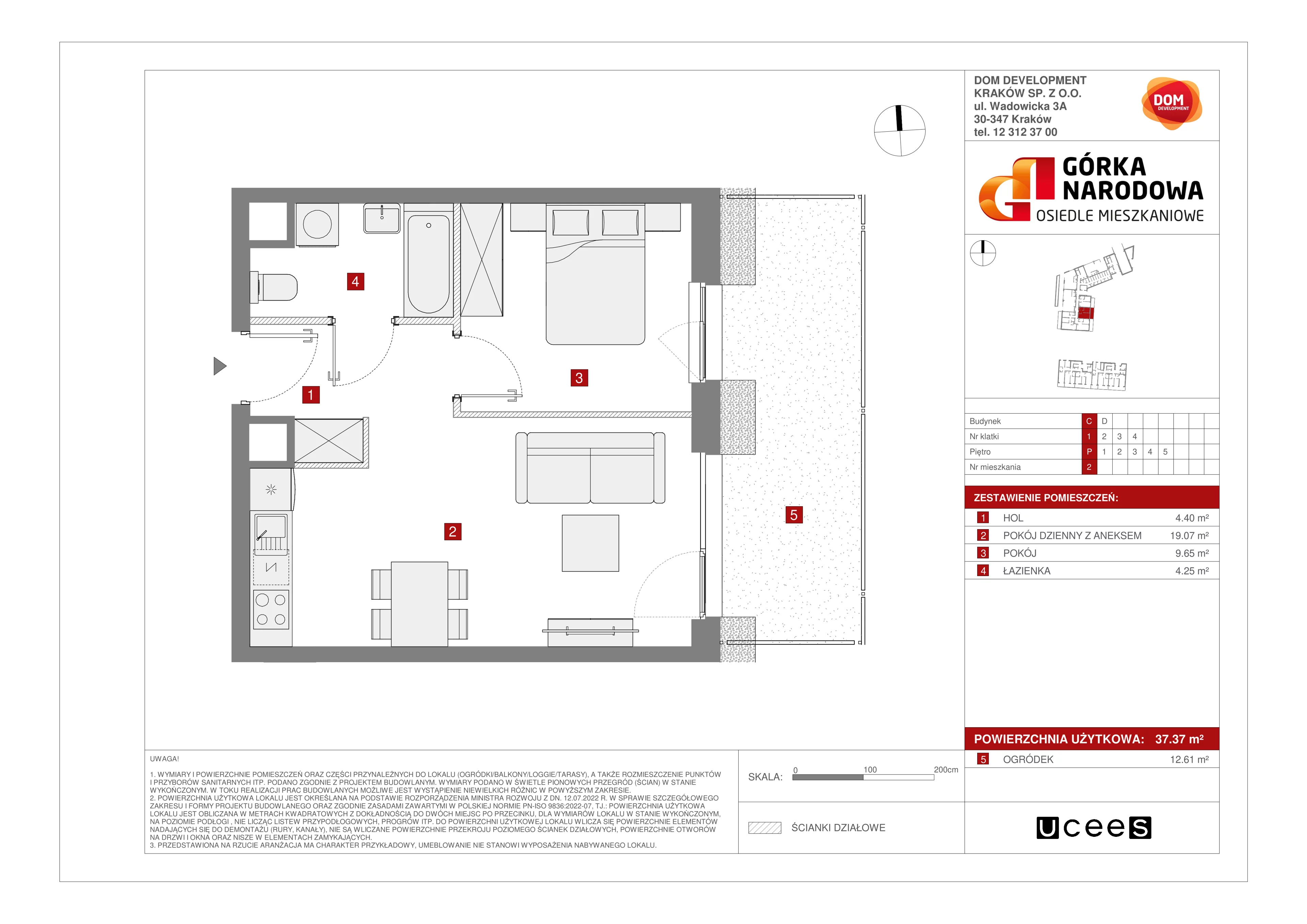 Mieszkanie 37,37 m², parter, oferta nr C/2, Osiedle Górka Narodowa, Kraków, Prądnik Biały, Górka Narodowa, ul. Papierni Prądnickich