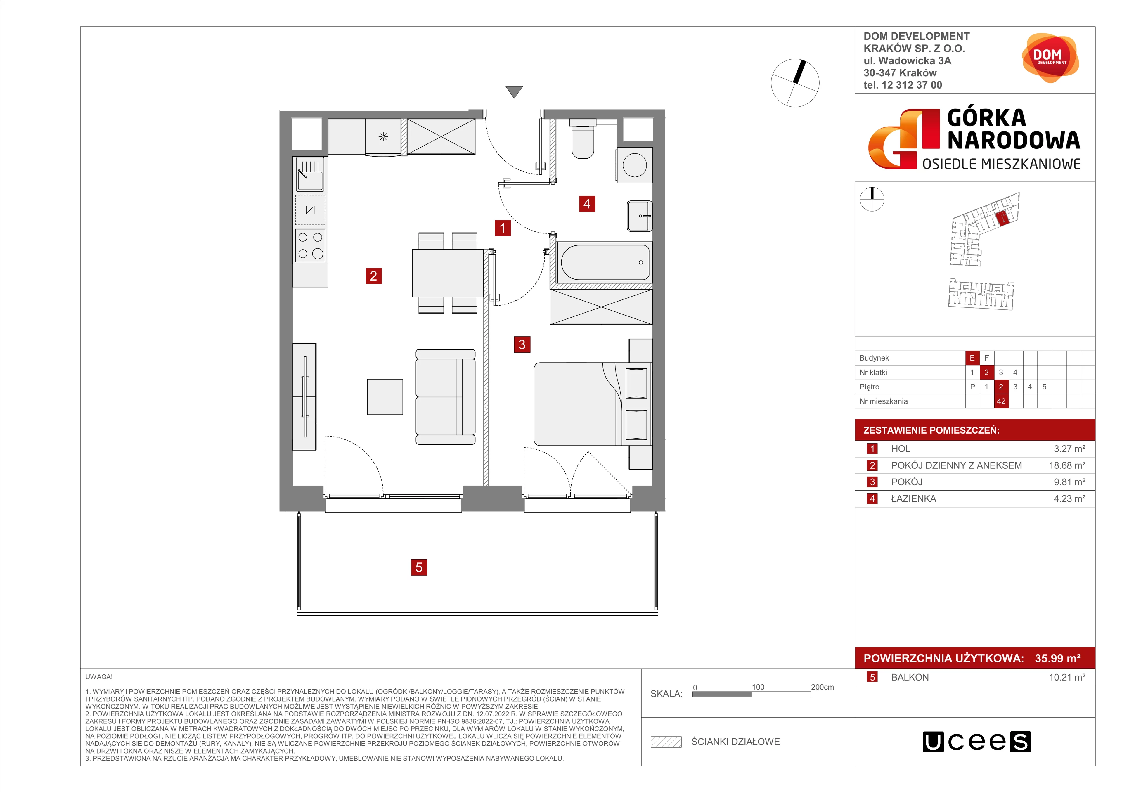 Mieszkanie 35,99 m², piętro 2, oferta nr E/42, Osiedle Górka Narodowa etap 5, Kraków, Prądnik Biały, Górka Narodowa, ul. Papierni Prądnickich