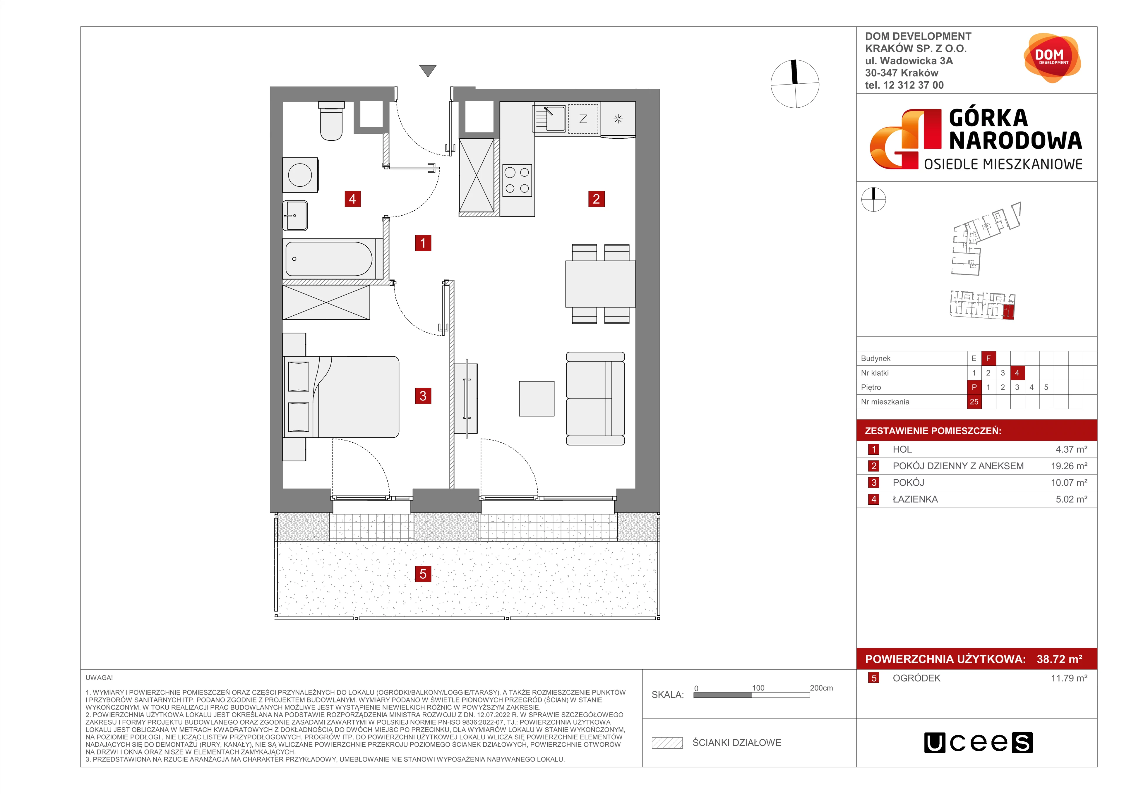 Mieszkanie 38,72 m², parter, oferta nr F/25, Osiedle Górka Narodowa etap 5, Kraków, Prądnik Biały, Górka Narodowa, ul. Papierni Prądnickich