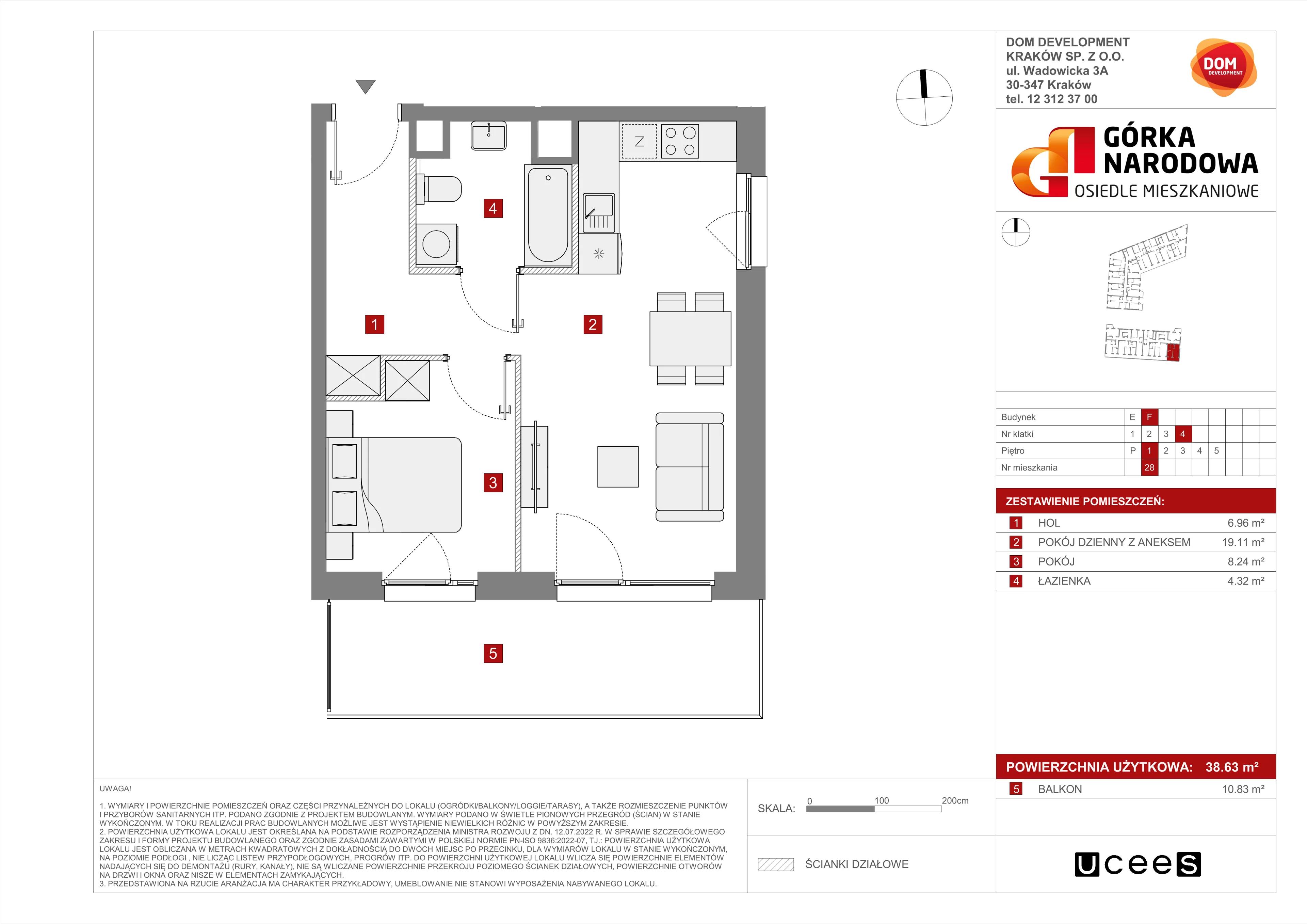 Mieszkanie 38,63 m², piętro 1, oferta nr F/28, Osiedle Górka Narodowa etap 5, Kraków, Prądnik Biały, Górka Narodowa, ul. Papierni Prądnickich