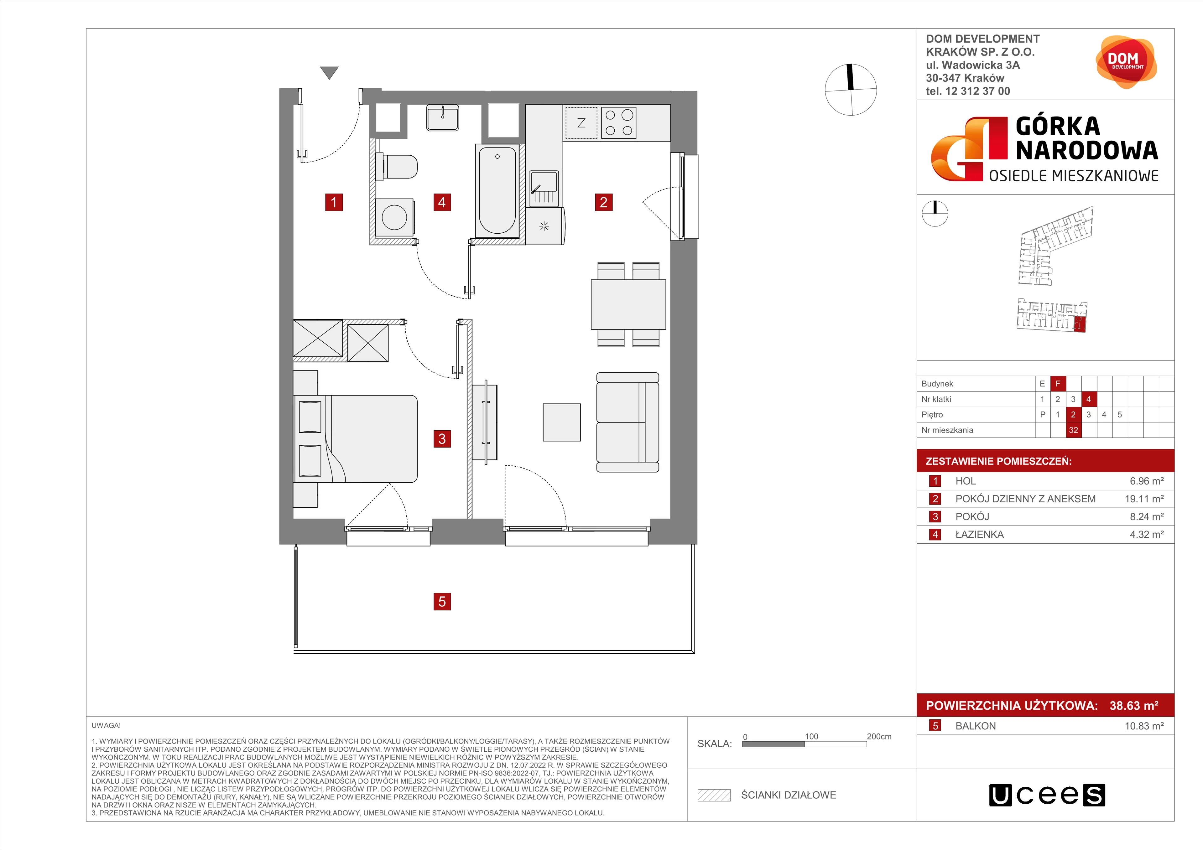 Mieszkanie 38,63 m², piętro 2, oferta nr F/32, Osiedle Górka Narodowa etap 5, Kraków, Prądnik Biały, Górka Narodowa, ul. Papierni Prądnickich