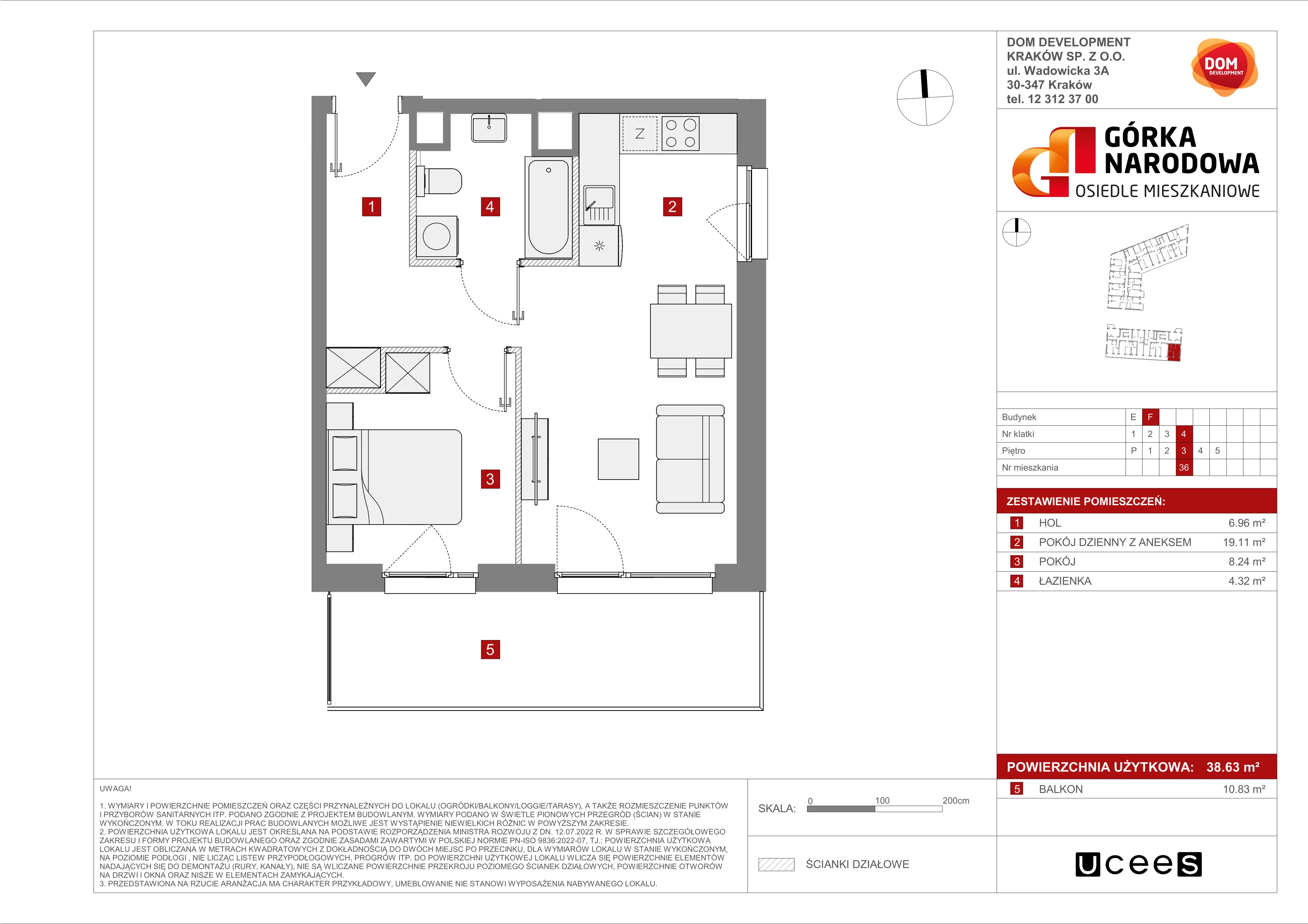 Mieszkanie 38,63 m², piętro 3, oferta nr F/36, Osiedle Górka Narodowa etap 5, Kraków, Prądnik Biały, Górka Narodowa, ul. Papierni Prądnickich