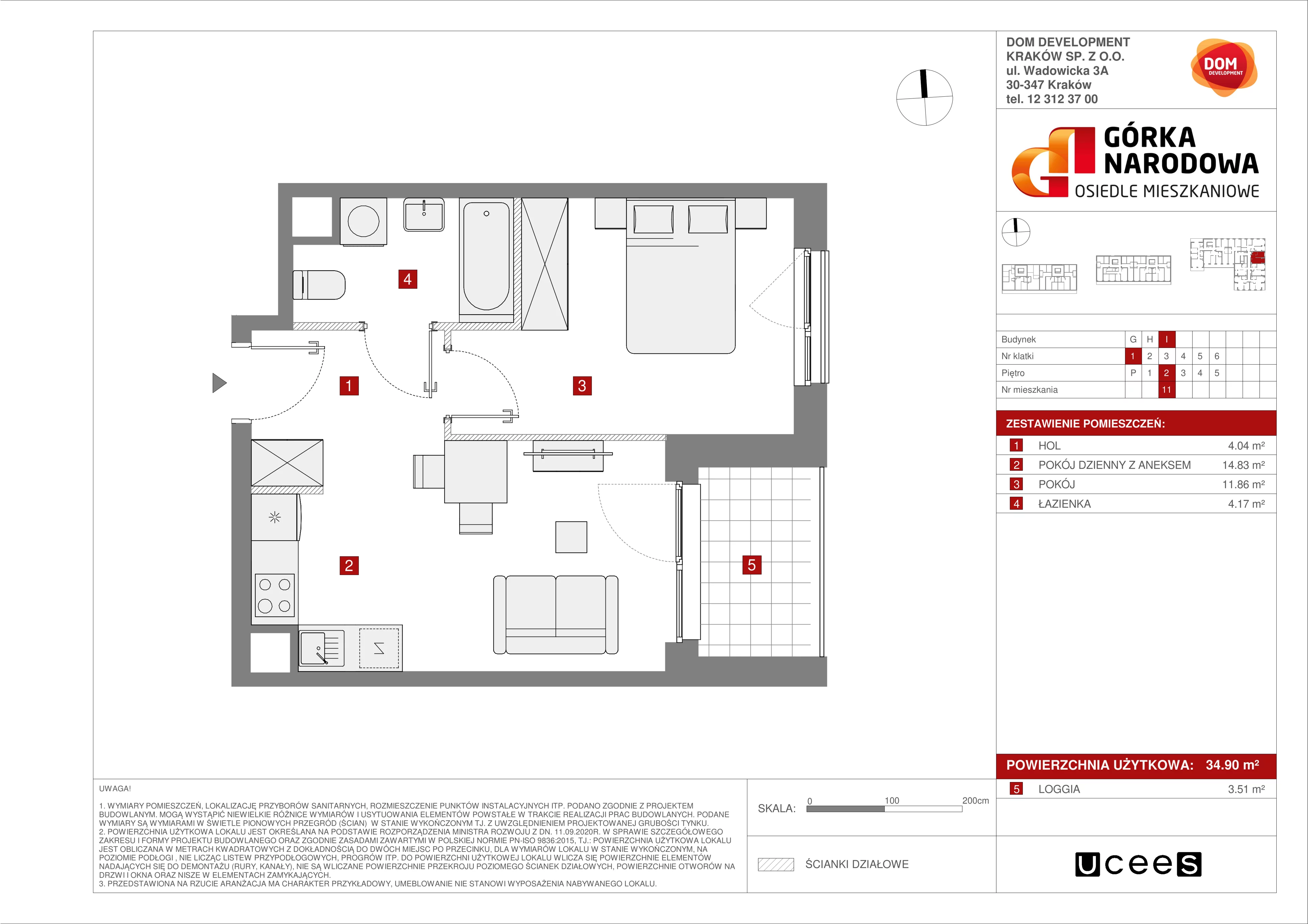 Mieszkanie 34,90 m², piętro 2, oferta nr I/11, Osiedle Górka Narodowa, Kraków, Prądnik Biały, Górka Narodowa, ul. Papierni Prądnickich