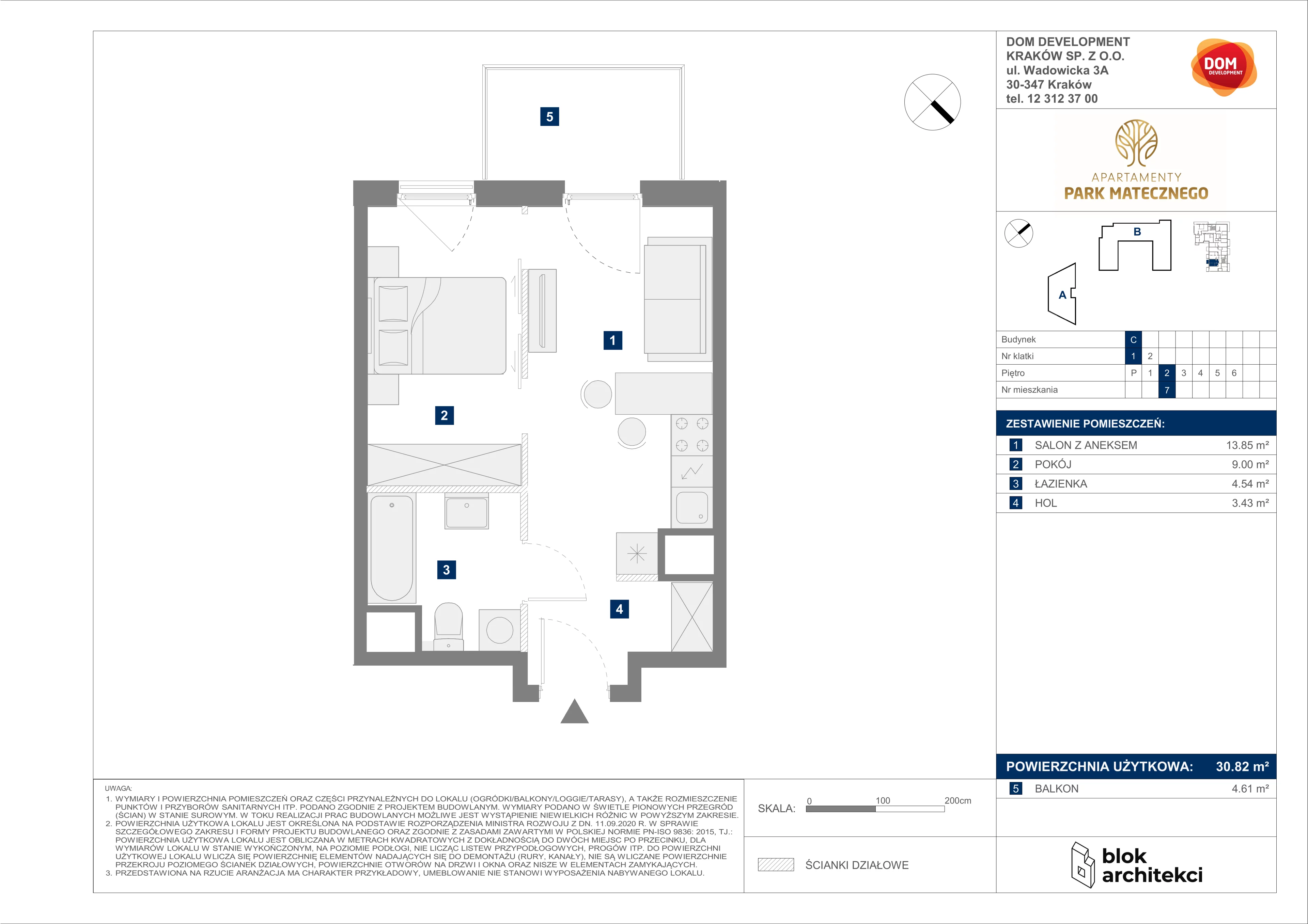 Mieszkanie 30,82 m², piętro 2, oferta nr C/7, Apartamenty Park Matecznego, Kraków, Podgórze, Mateczny, ul. Rydlówka 5