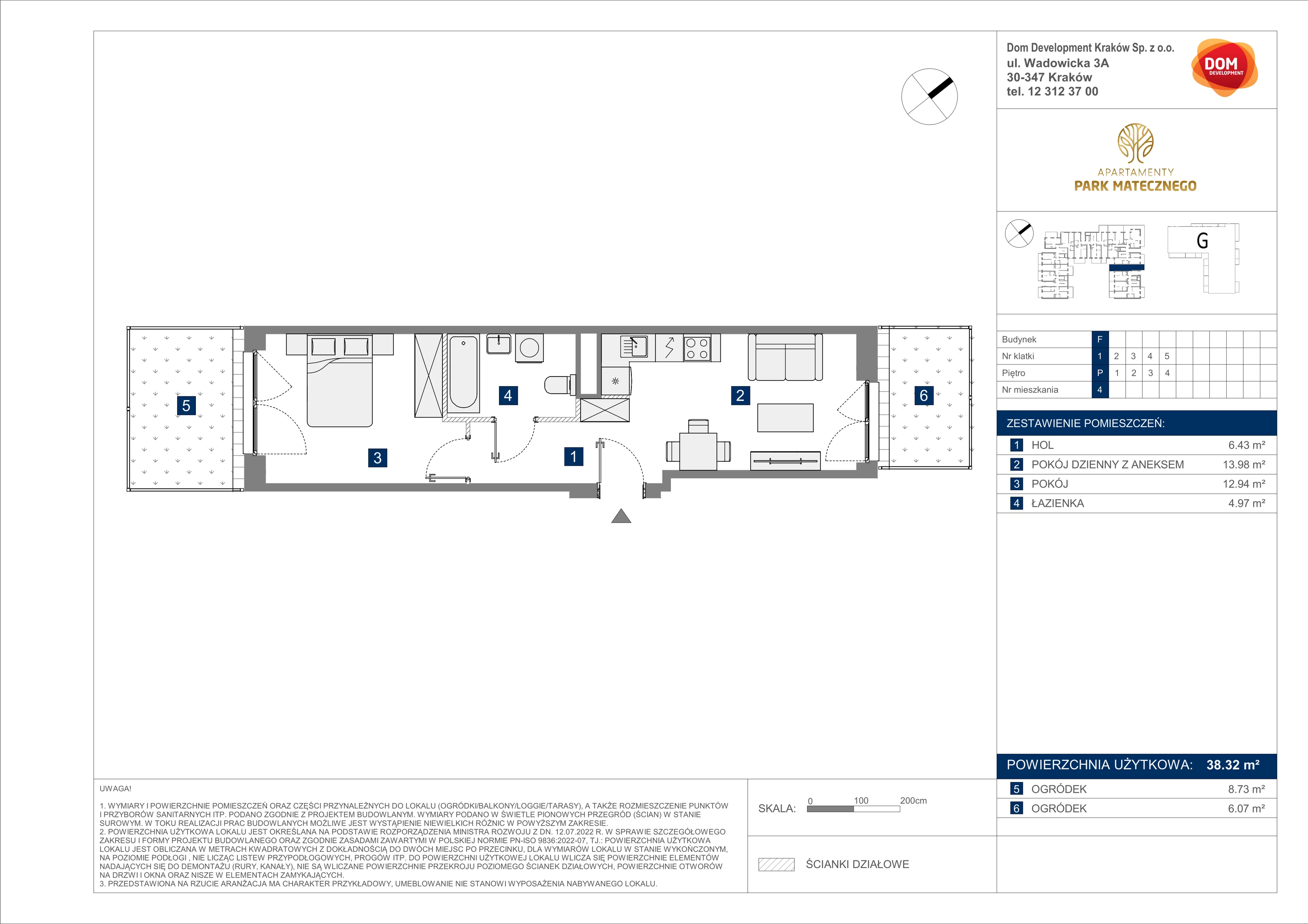 2 pokoje, apartament 38,32 m², parter, oferta nr F/4, Apartamenty Park Matecznego bud. F i G, Kraków, Podgórze, Mateczny, ul. Rydlówka / Nowoorawska