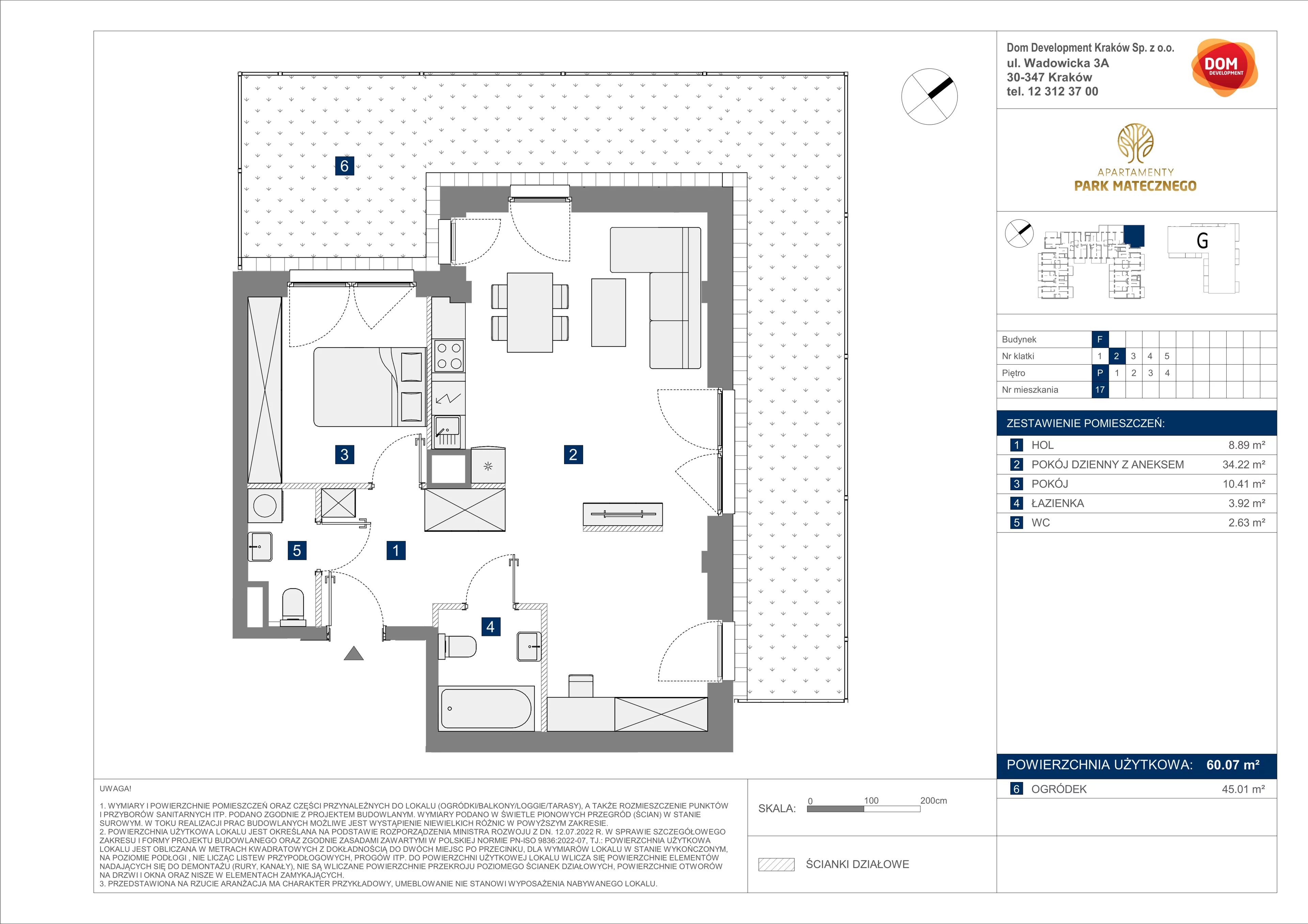 2 pokoje, apartament 60,07 m², parter, oferta nr F/17, Apartamenty Park Matecznego bud. F i G, Kraków, Podgórze, Mateczny, ul. Rydlówka / Nowoorawska