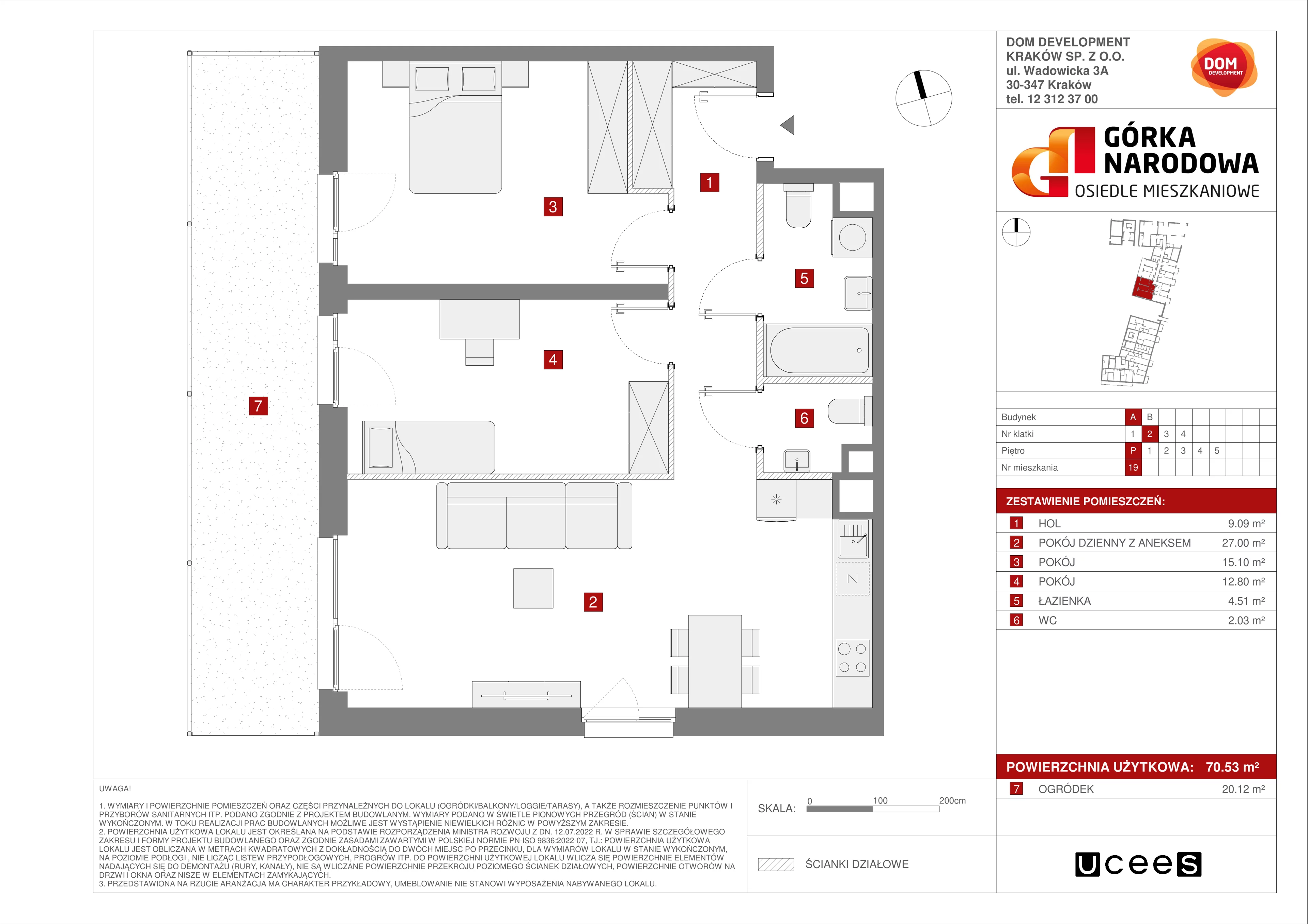 Mieszkanie 70,53 m², parter, oferta nr A/19, Osiedle Górka Narodowa etap 5, Kraków, Prądnik Biały, Górka Narodowa, ul. Papierni Prądnickich