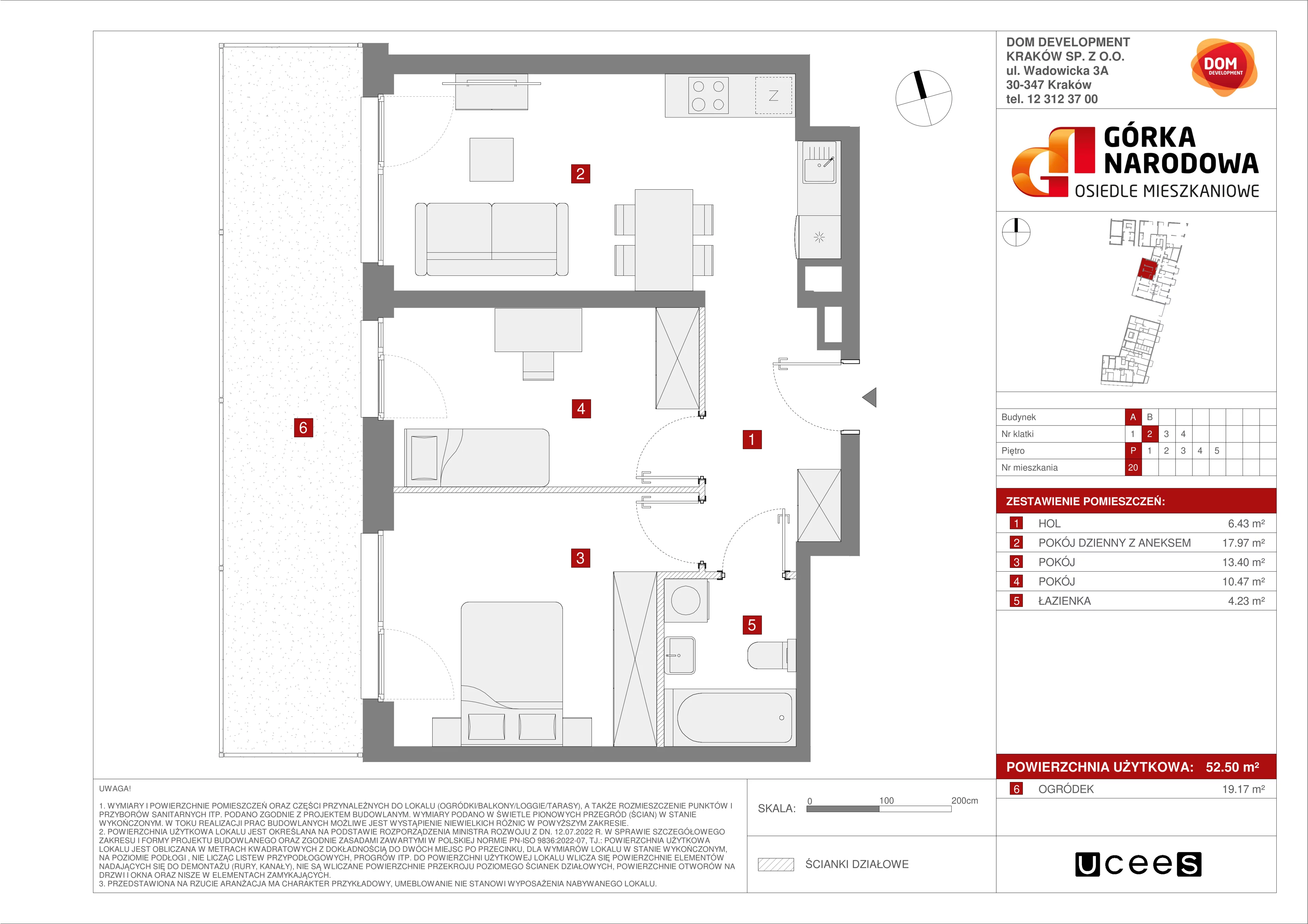 Mieszkanie 52,50 m², parter, oferta nr A/20, Osiedle Górka Narodowa etap 5, Kraków, Prądnik Biały, Górka Narodowa, ul. Papierni Prądnickich