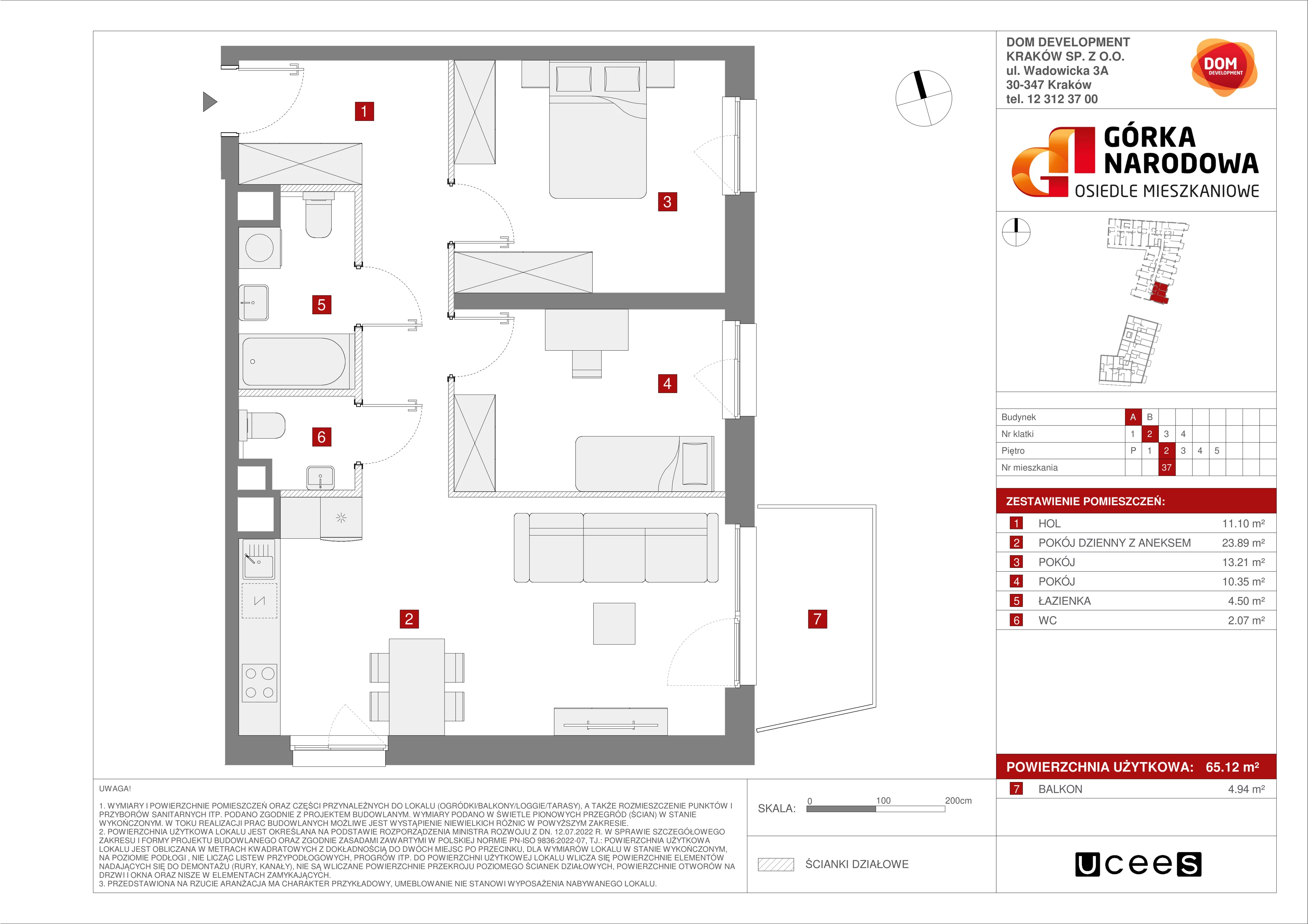 Mieszkanie 65,12 m², piętro 2, oferta nr A/37, Osiedle Górka Narodowa etap 5, Kraków, Prądnik Biały, Górka Narodowa, ul. Papierni Prądnickich