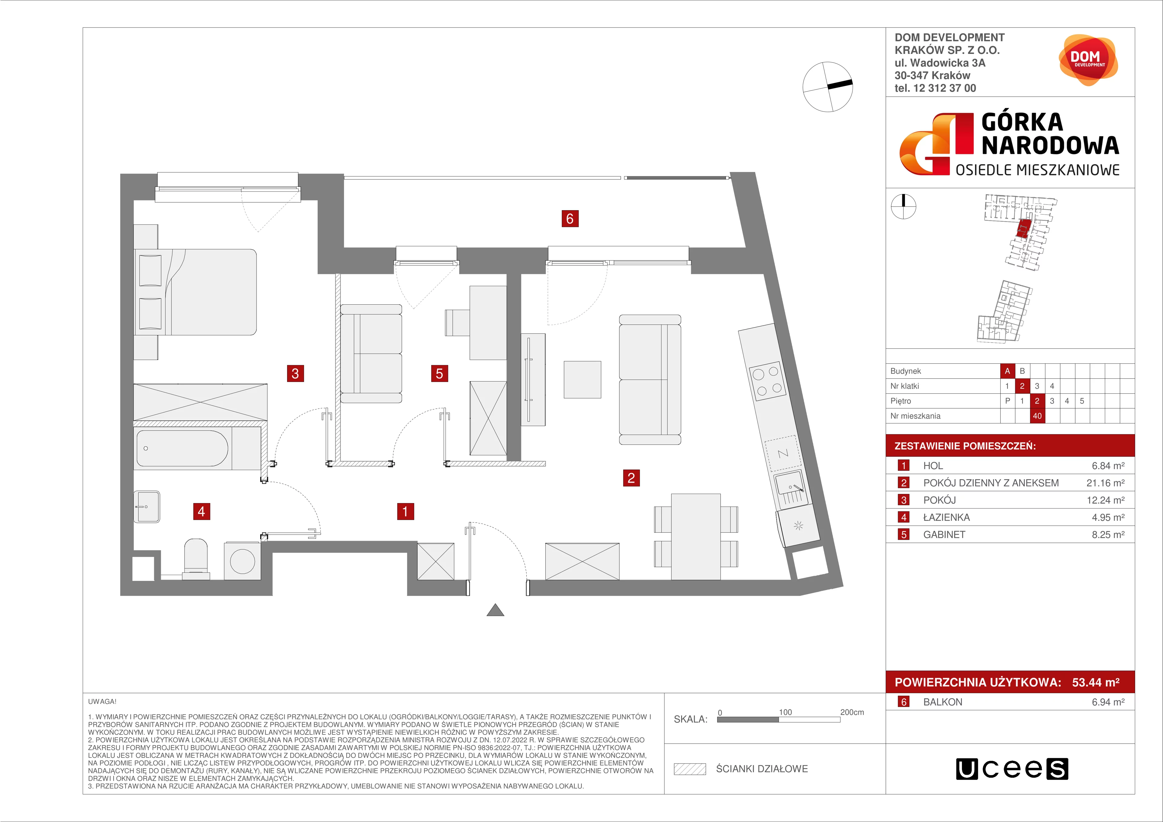 Mieszkanie 53,44 m², piętro 2, oferta nr A/40, Osiedle Górka Narodowa etap 5, Kraków, Prądnik Biały, Górka Narodowa, ul. Papierni Prądnickich